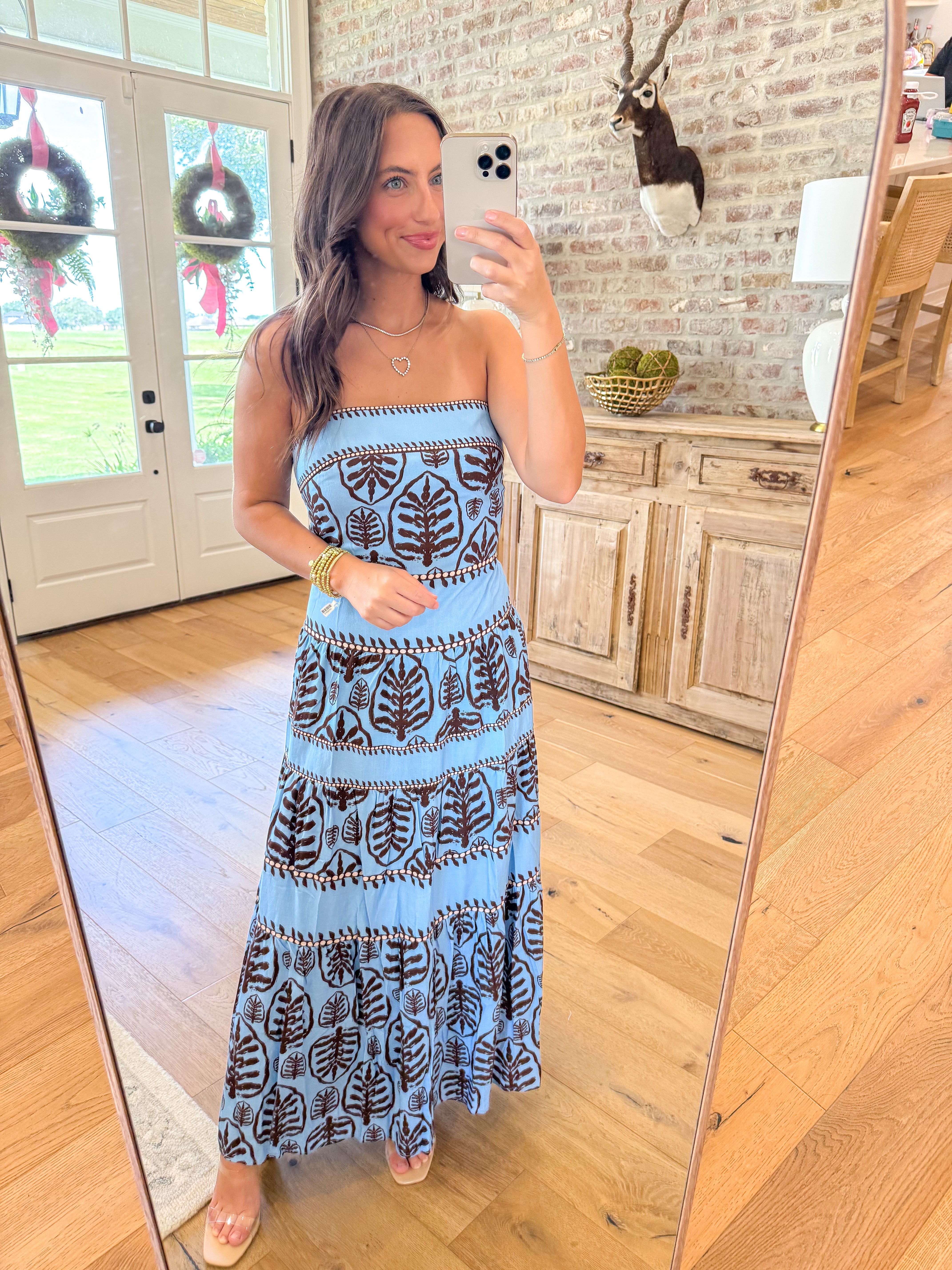 Sky Blue Botanical Maxi Dress