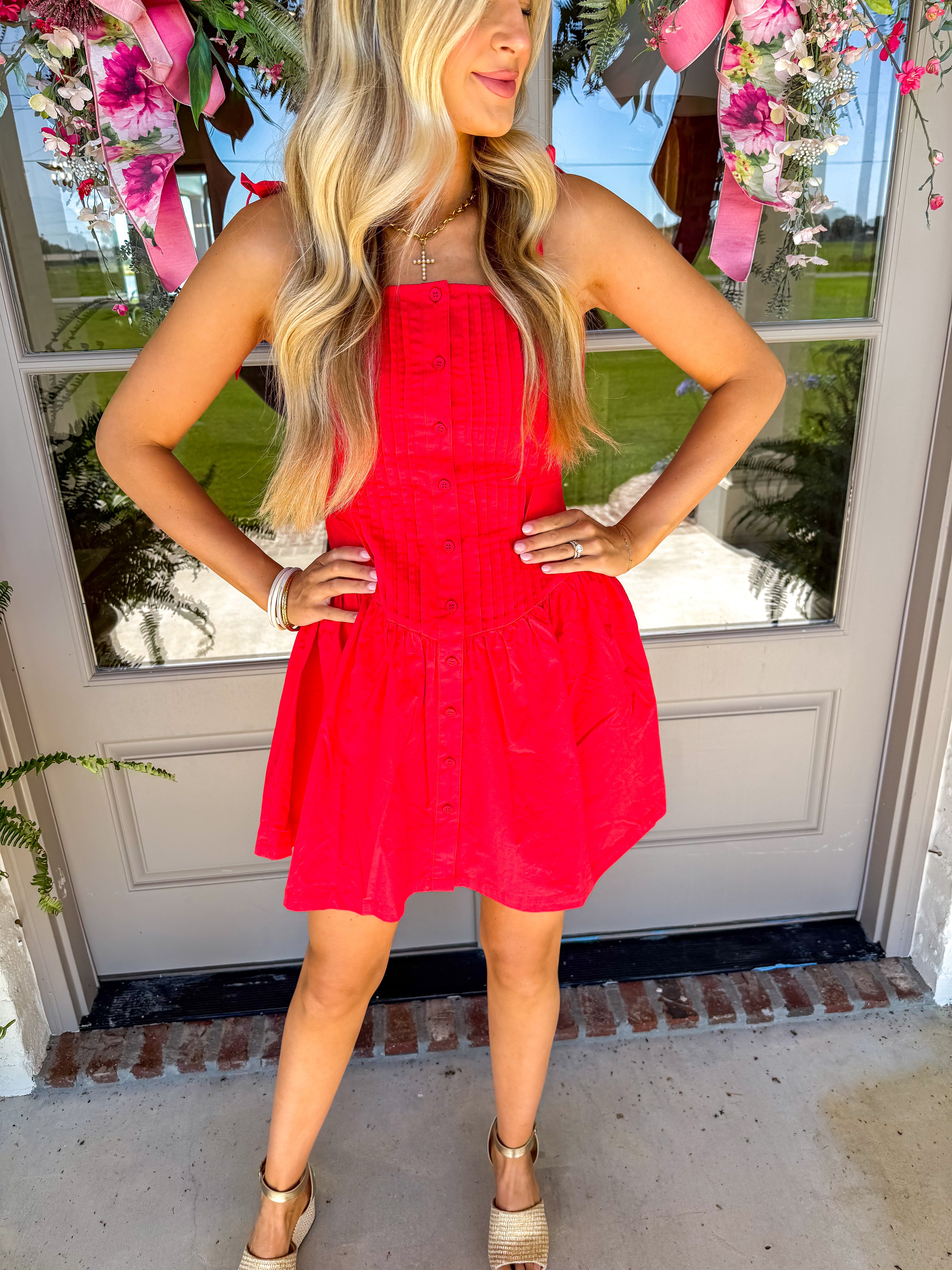 Canyon Pintuck Tie Mini Dress