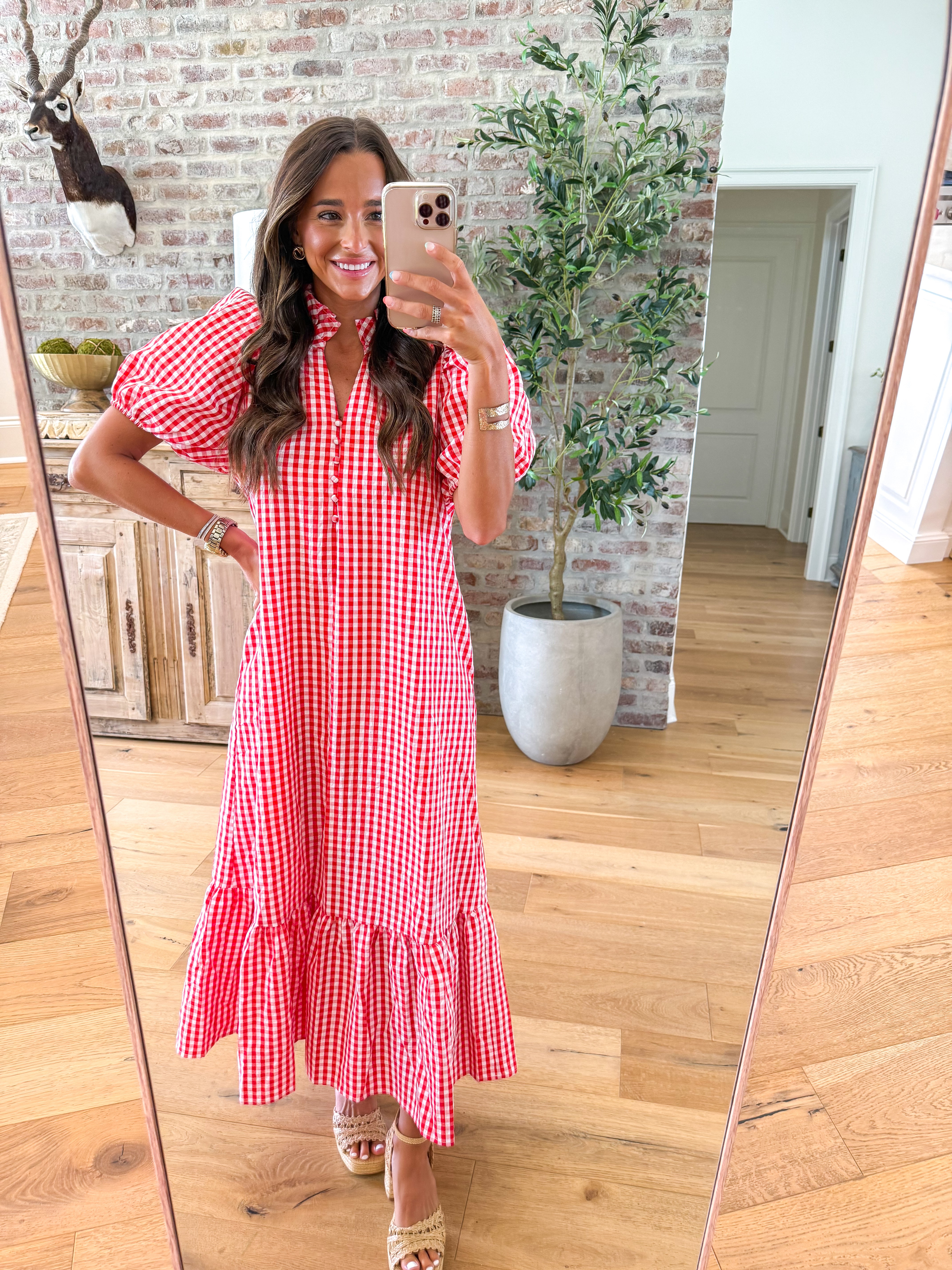 Picnic in the Park Red Gingham Midi Dress