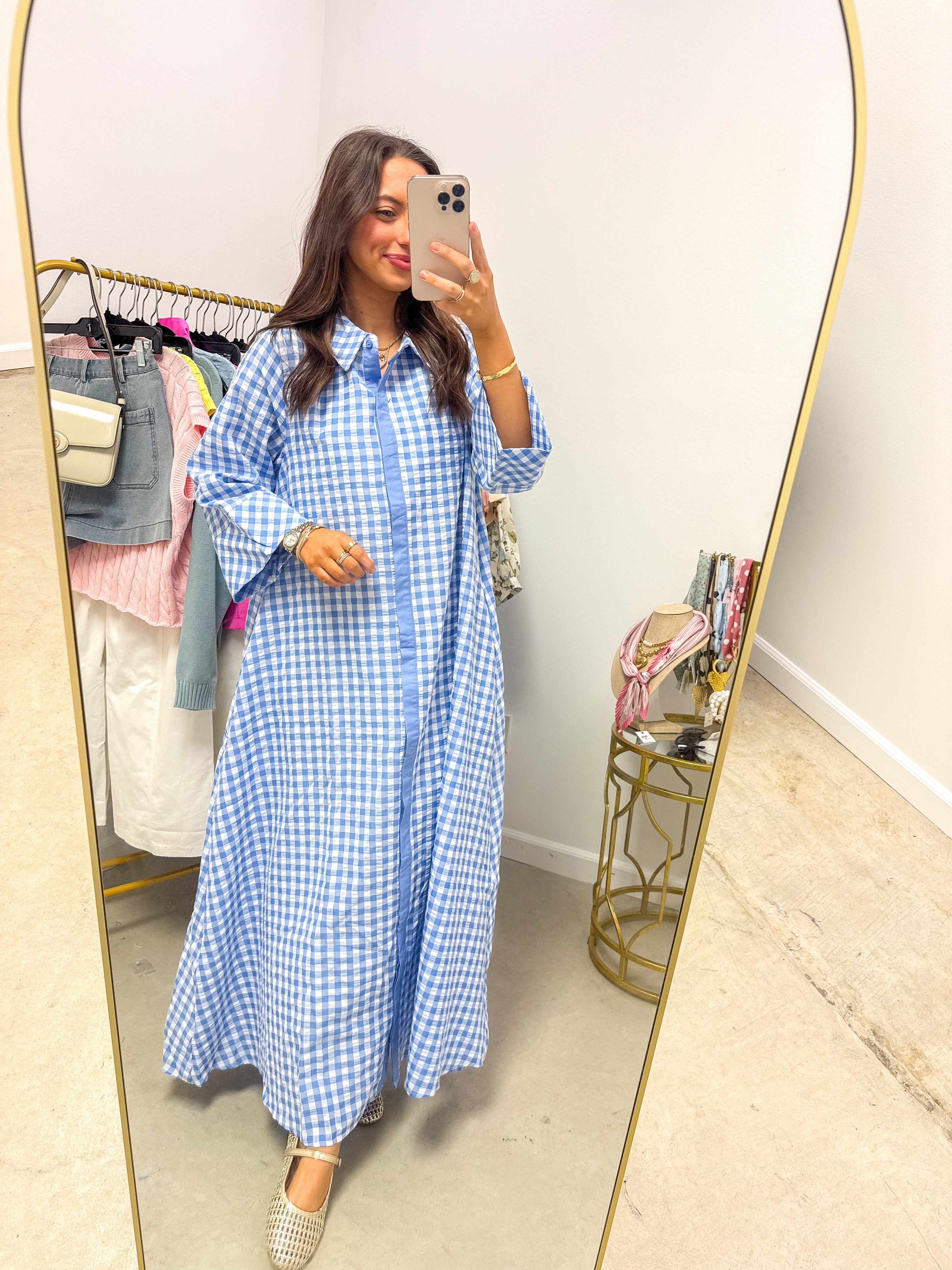 Stripes & Smiles Blue Midi Dress