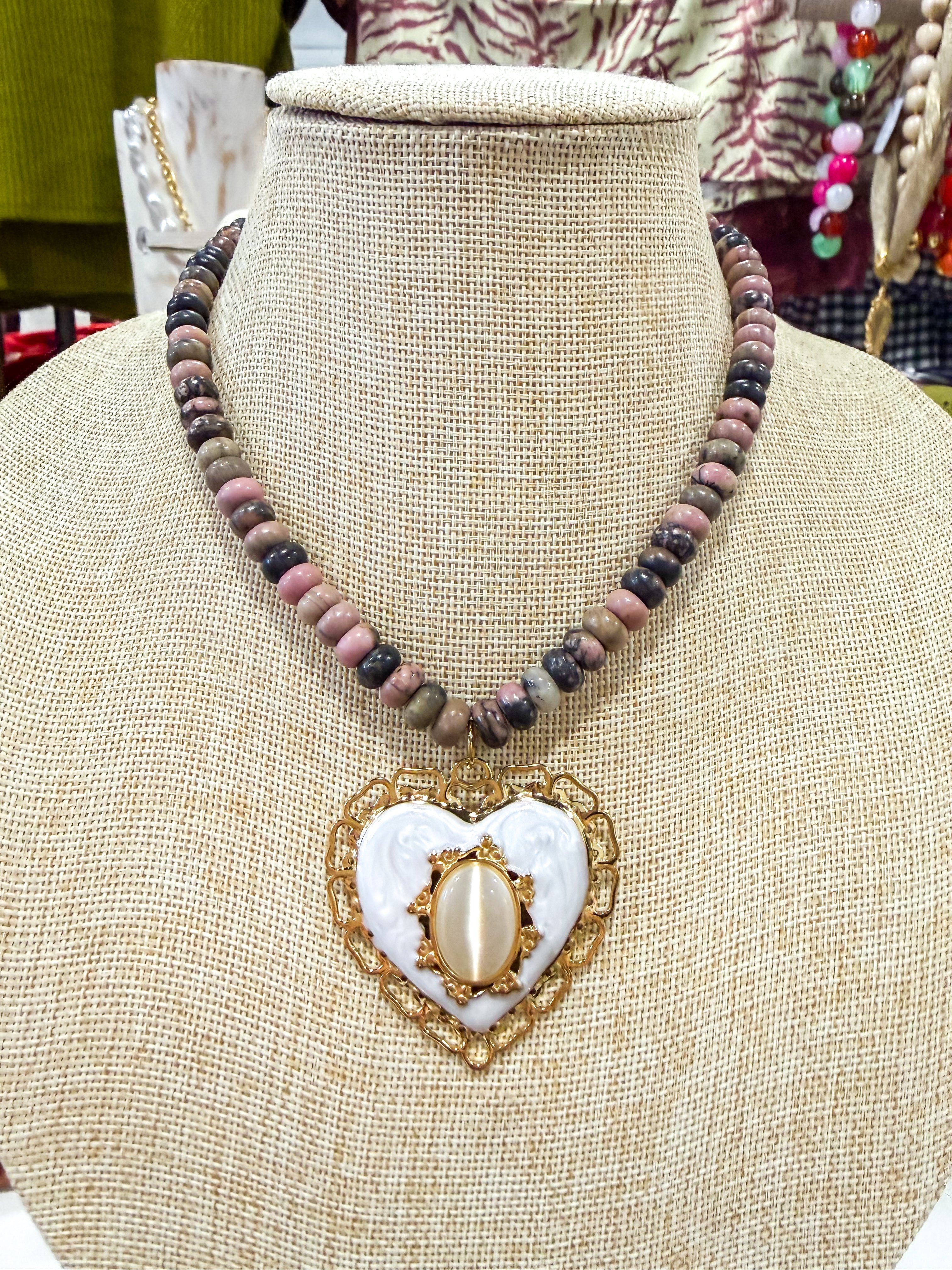 Pearl Heart Colorful Beaded Necklace