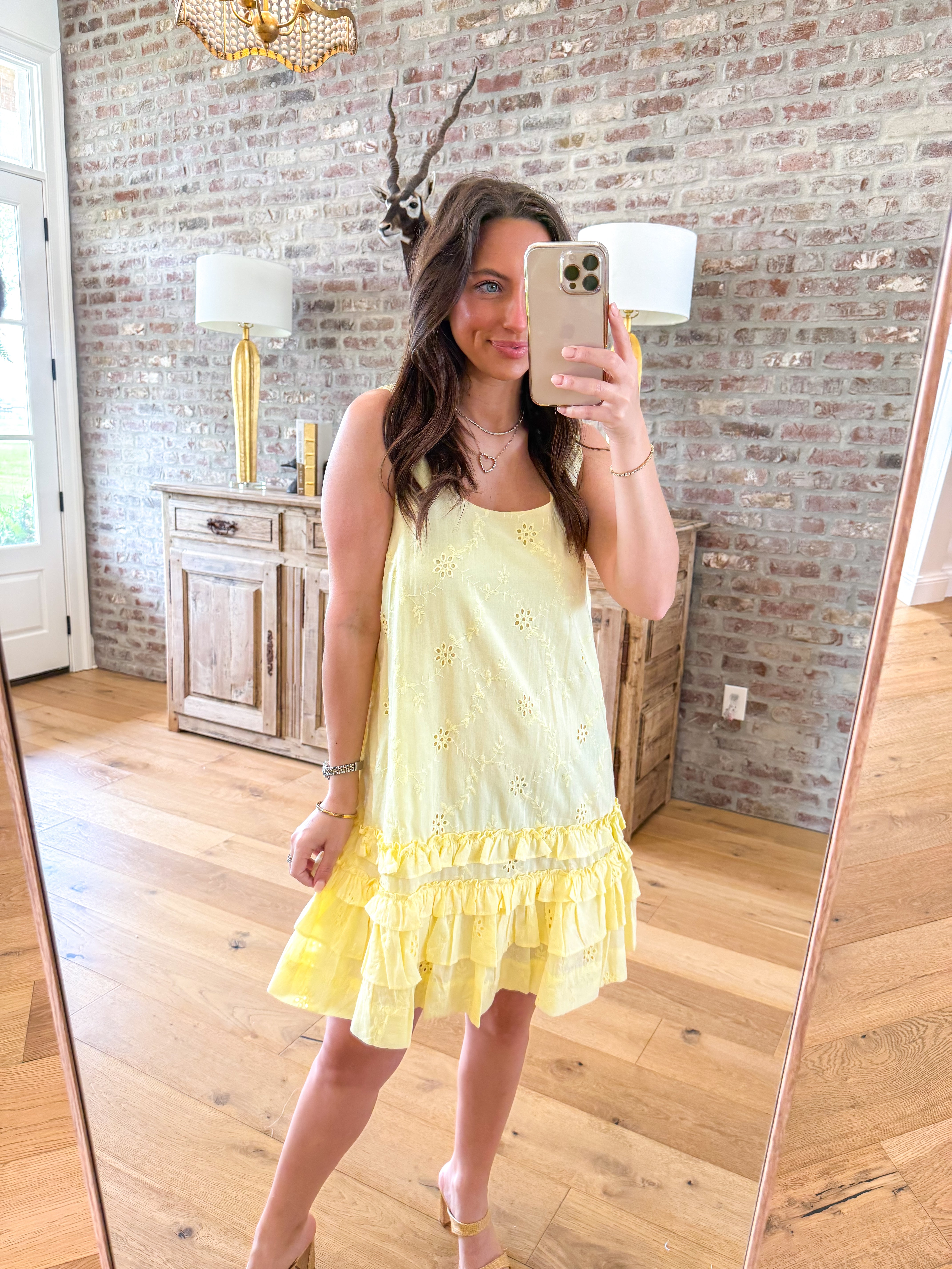 Hana Sleeveless Yellow Tiered Mini