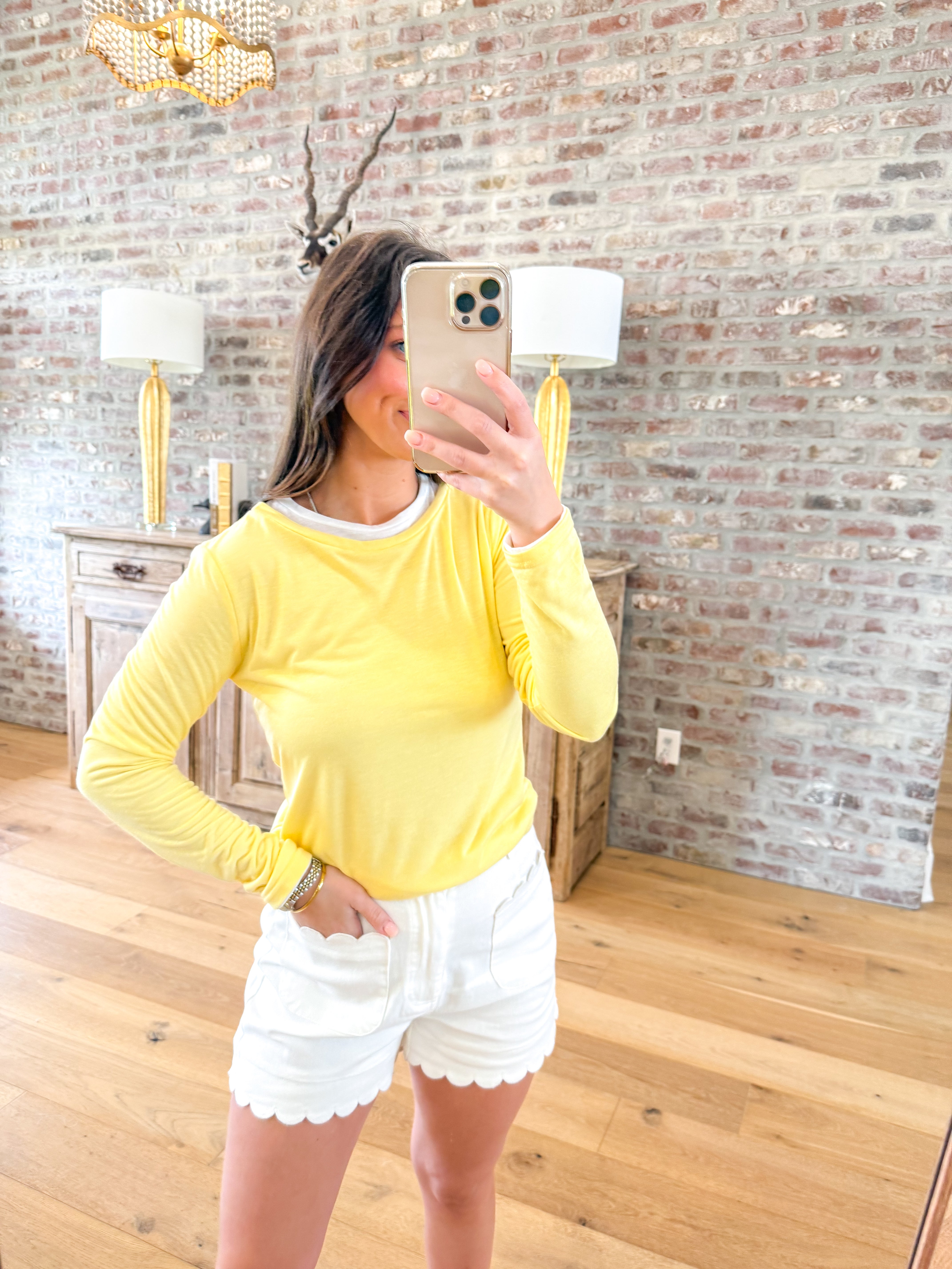 Olly Two in One Long Sleeve Knit Top Yellow