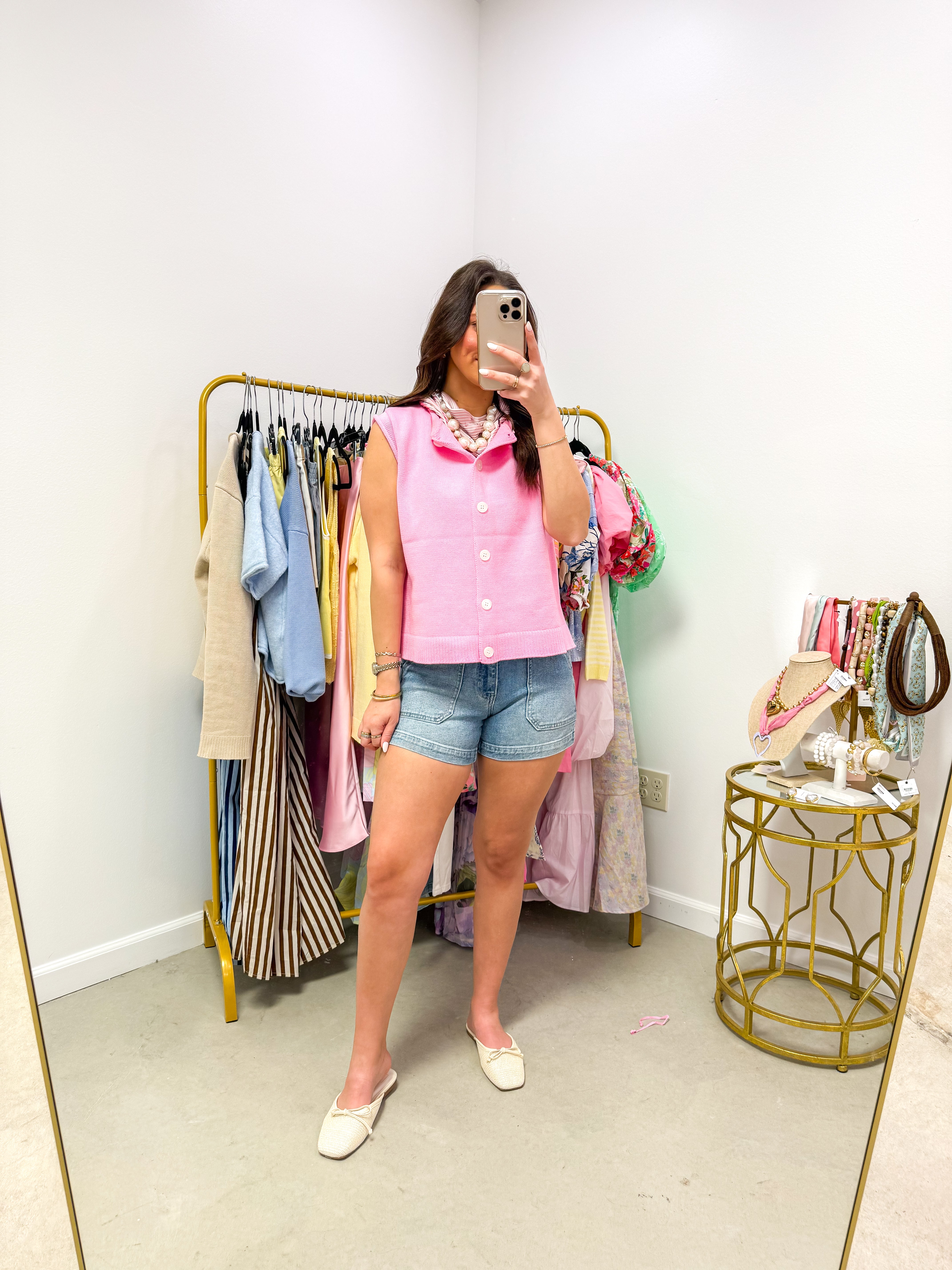 Light Pink Classic Button Sweater Vest