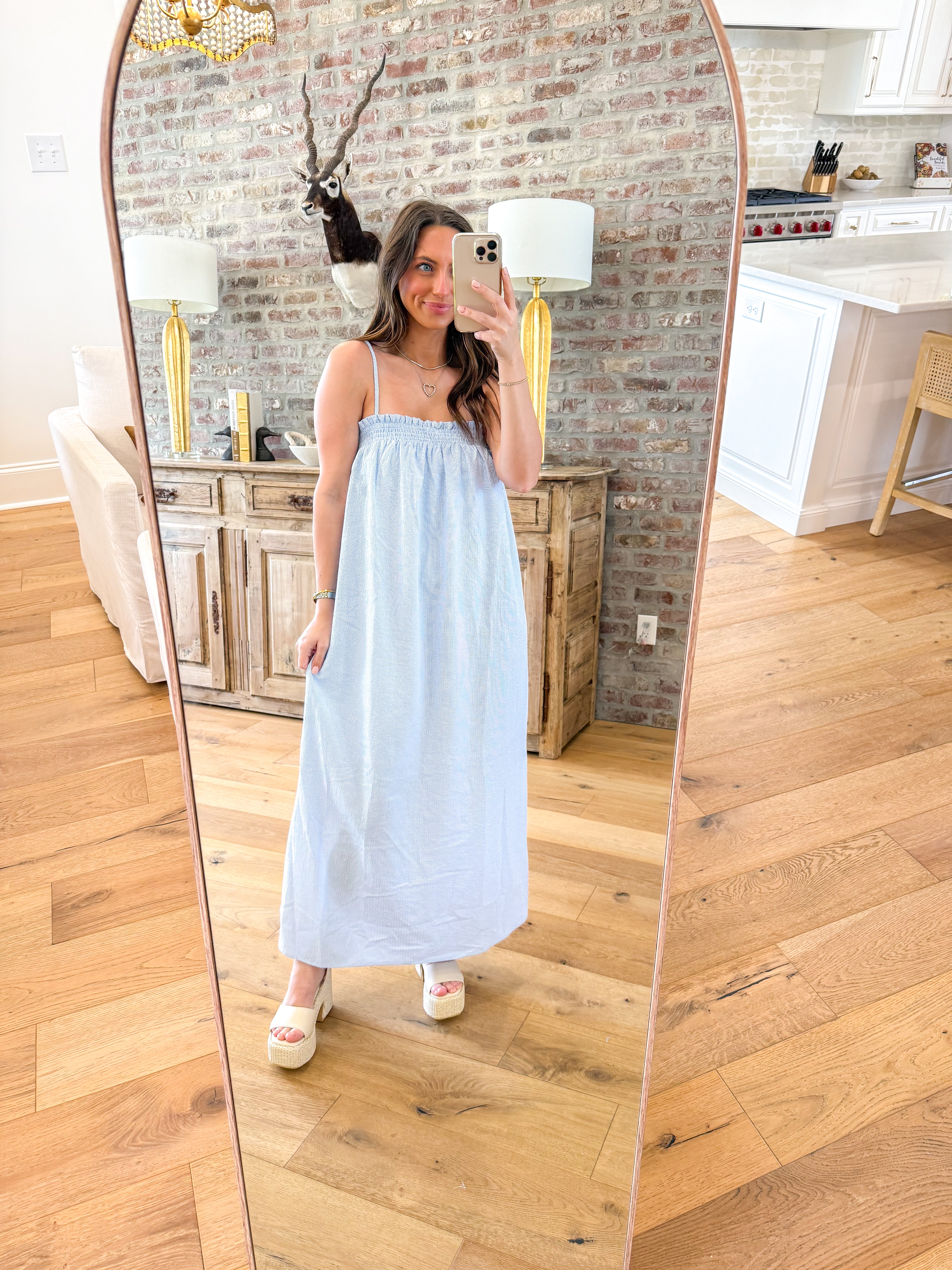 Breezy Blue Stripe Midi Dress