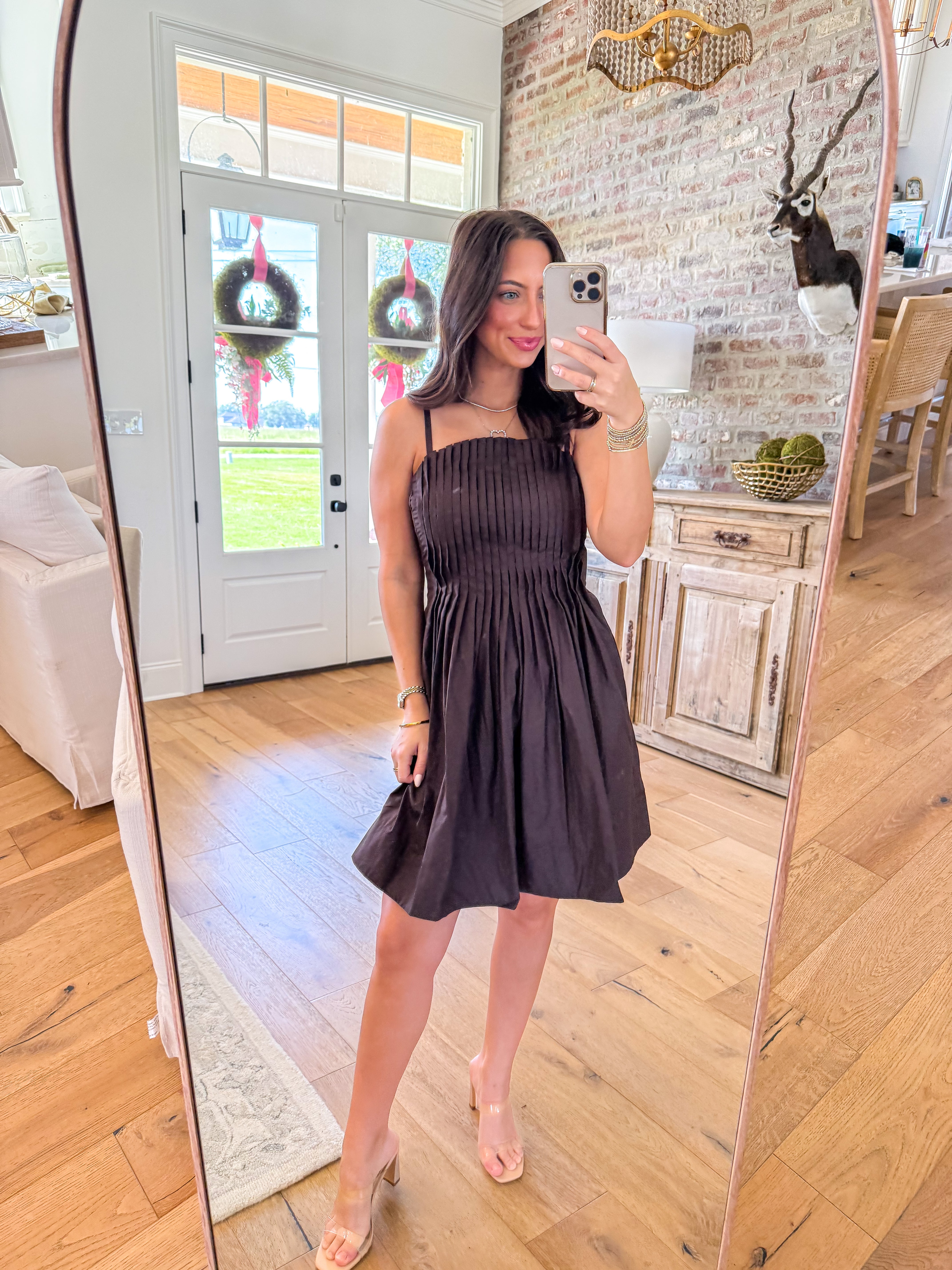 The Cocoa Pleat Mini Dress