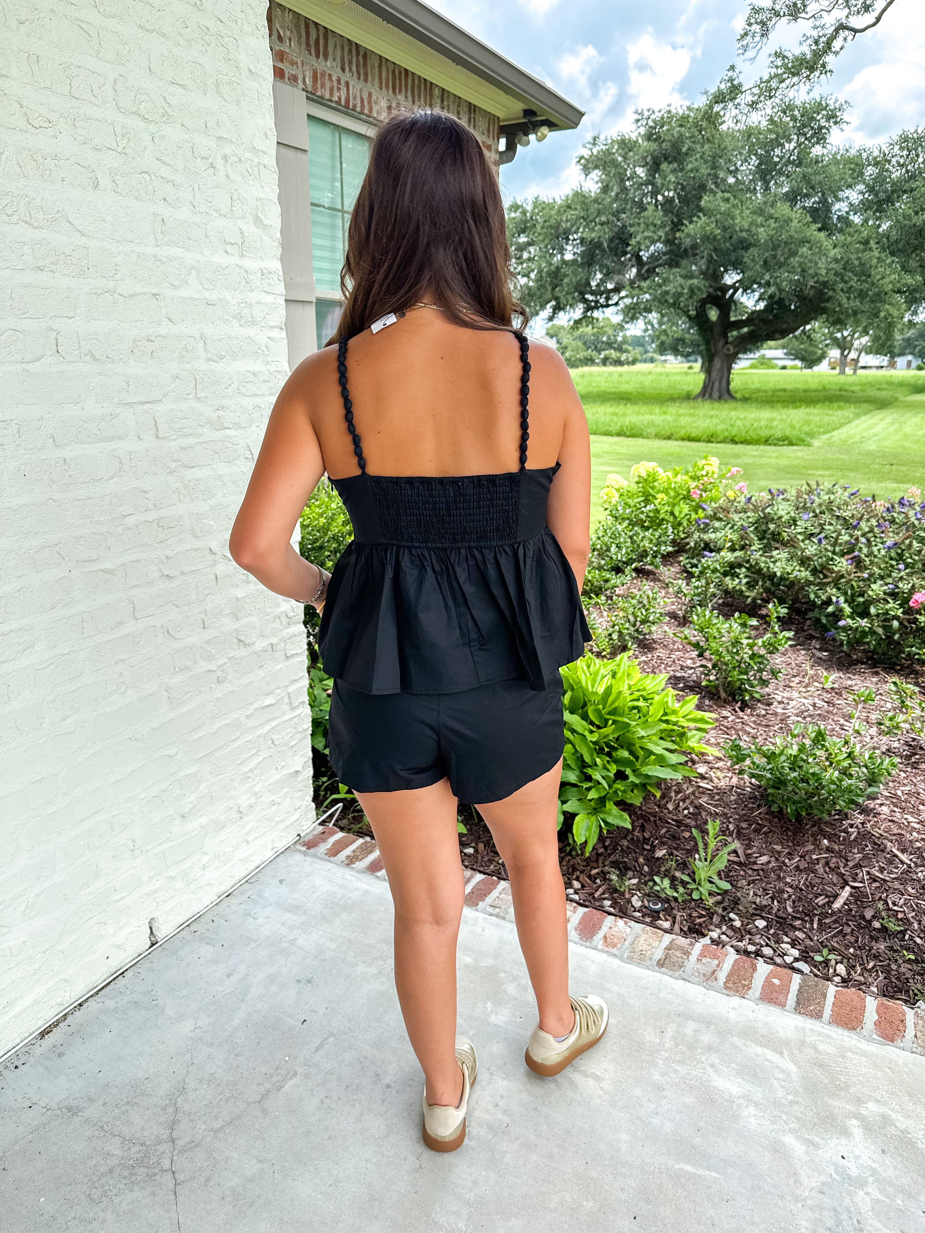 The Margot Peplum Short Set Black