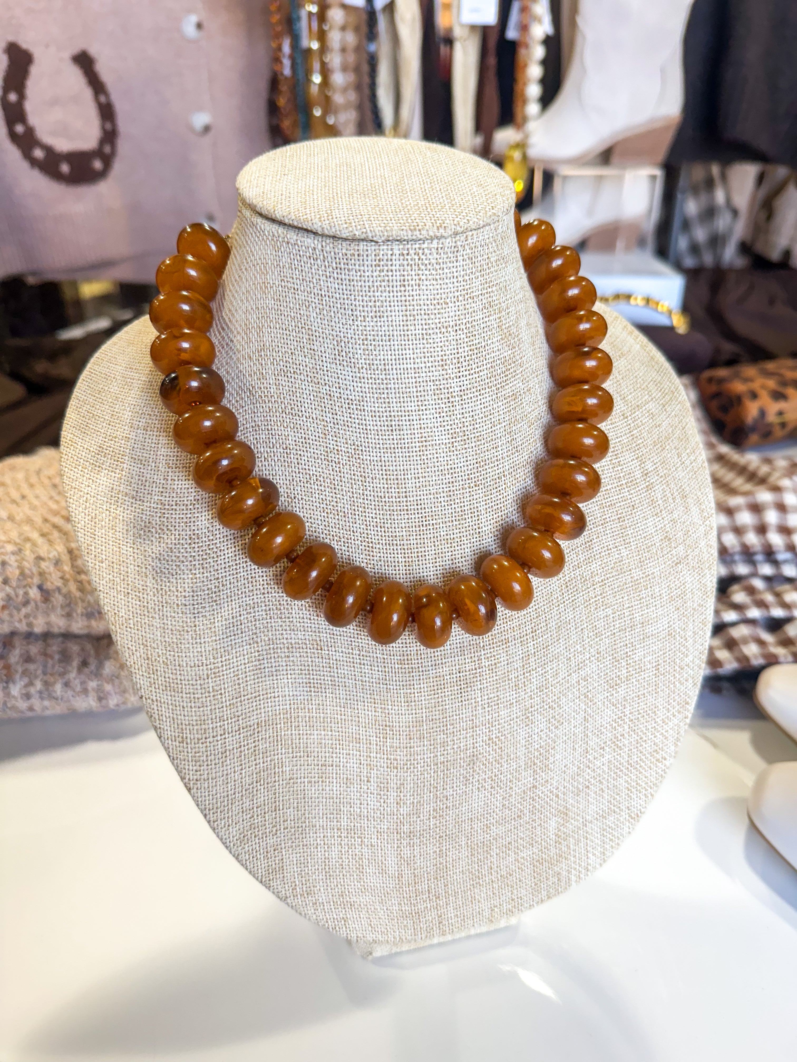 Carmel Brown Beaded Necklace