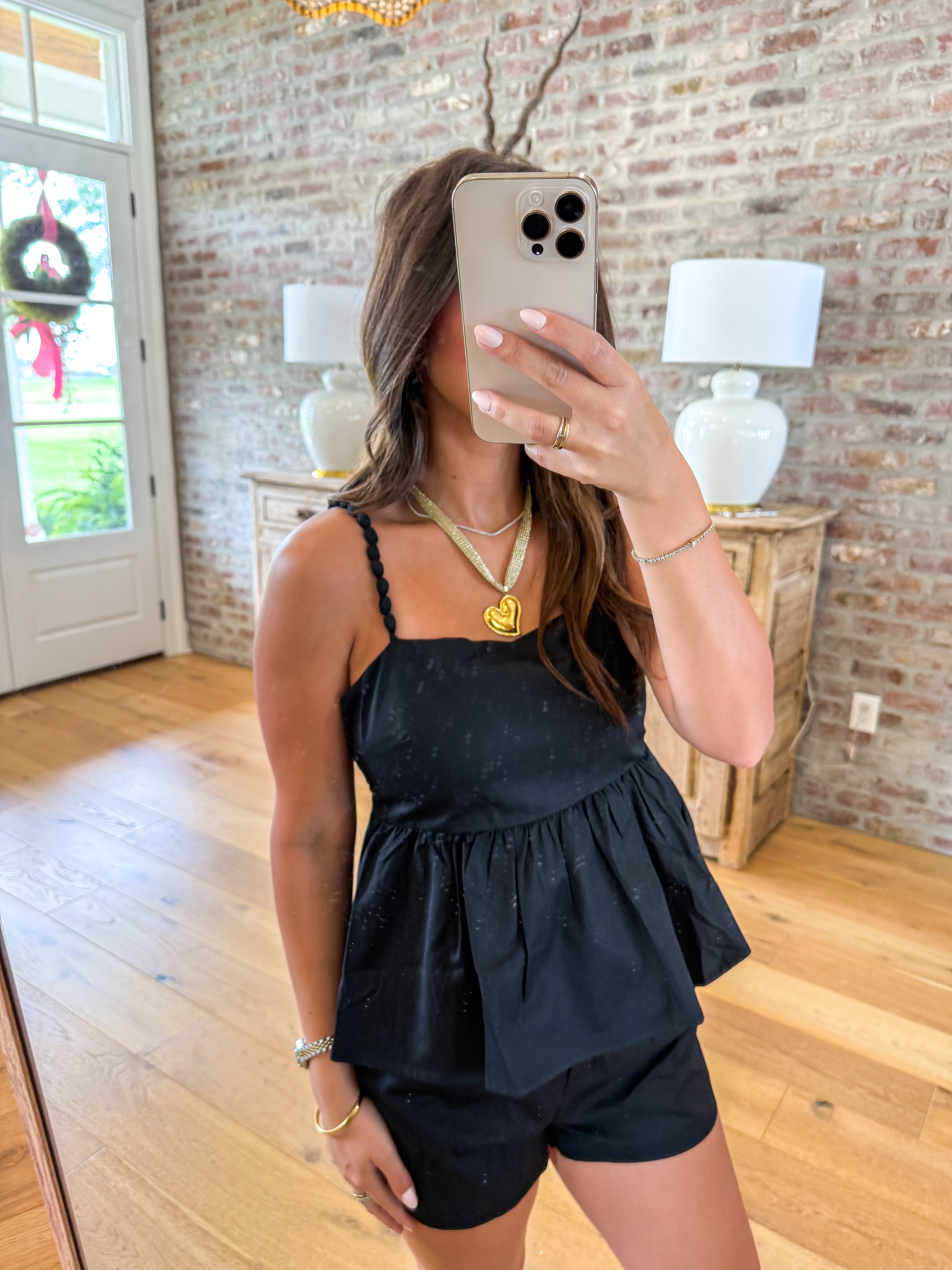 The Margot Peplum Short Set Black