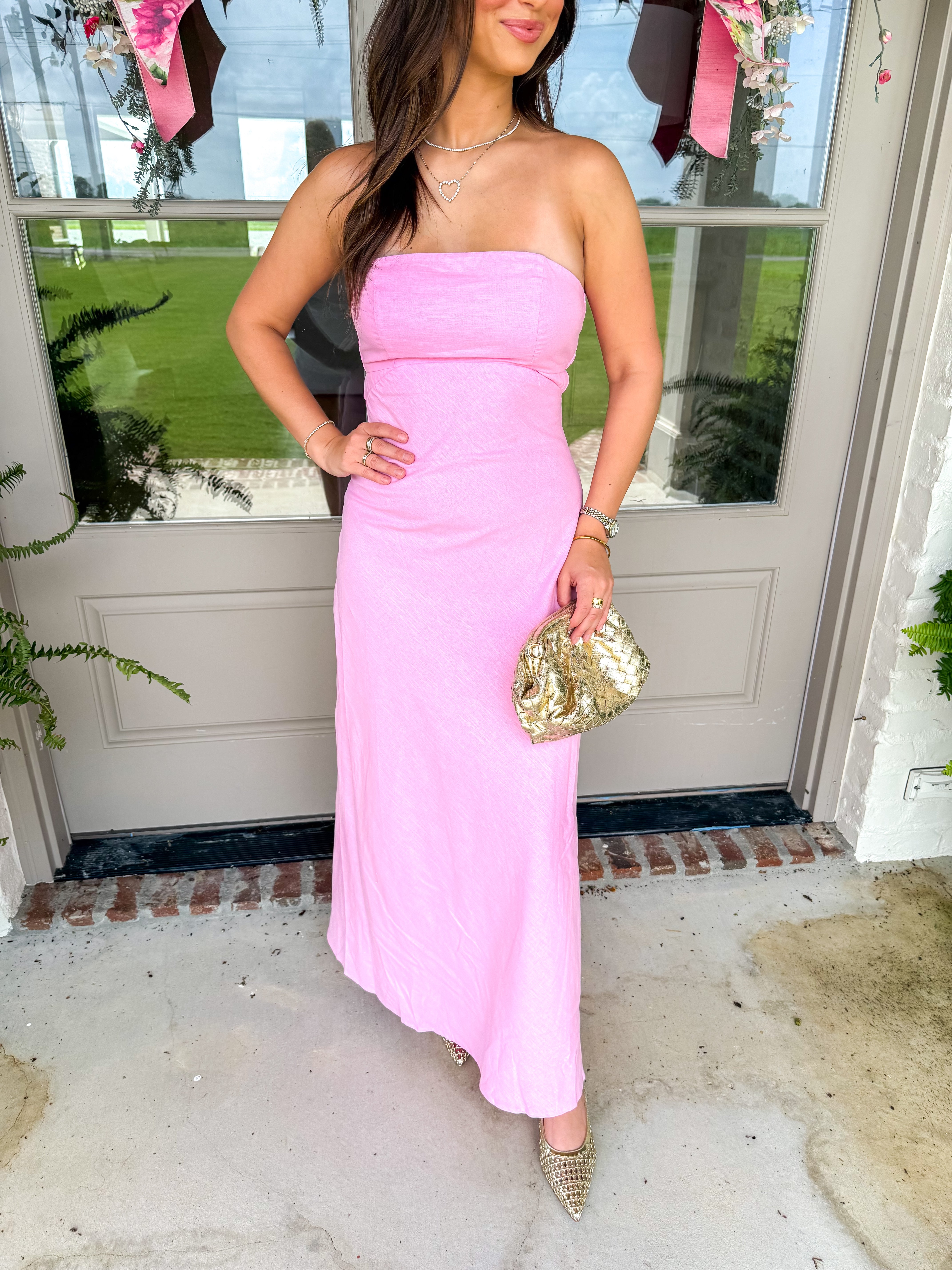 The Bayou Breeze Linen Maxi Pink
