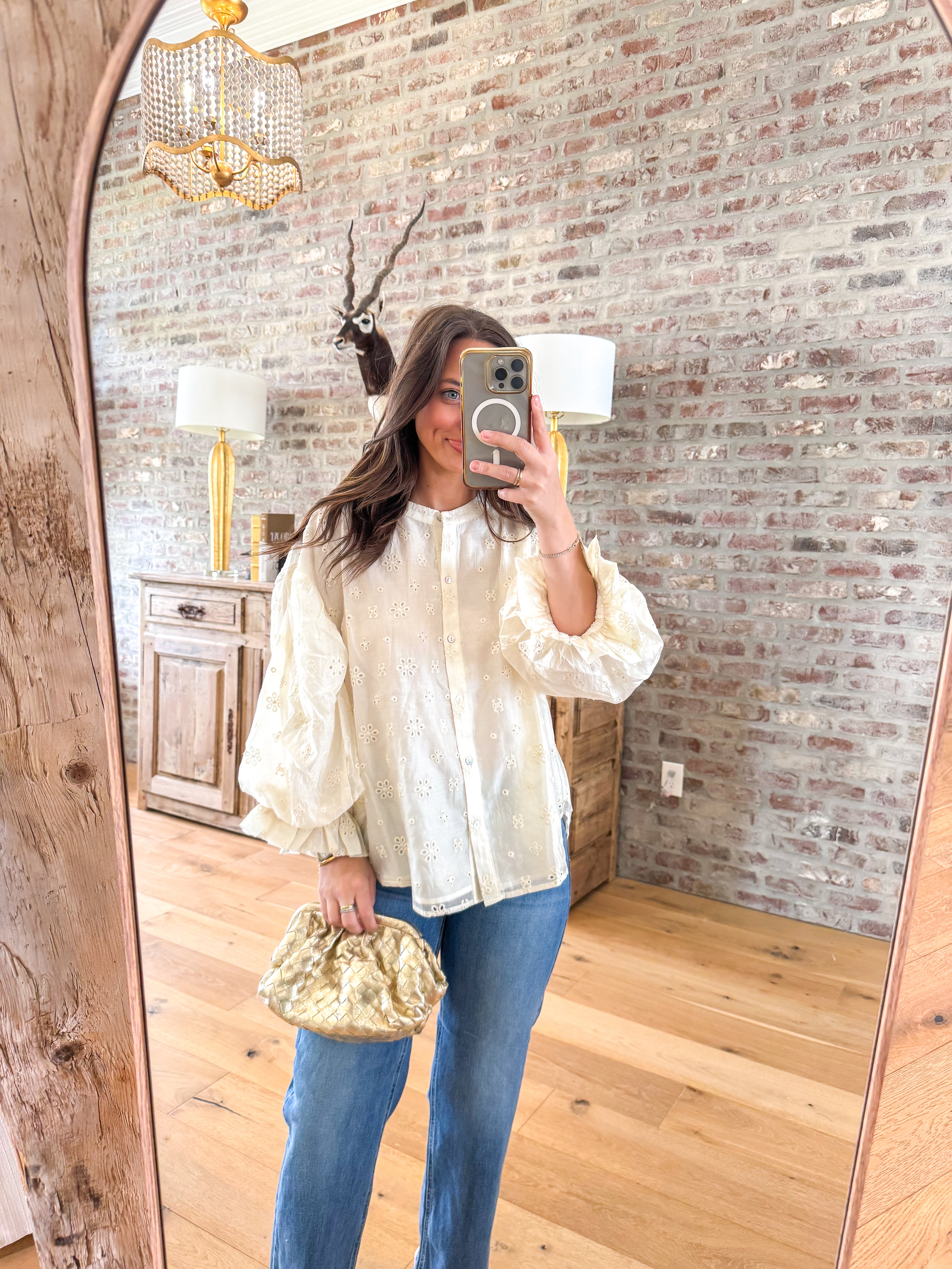Camille Ivory Eyelet Blouse