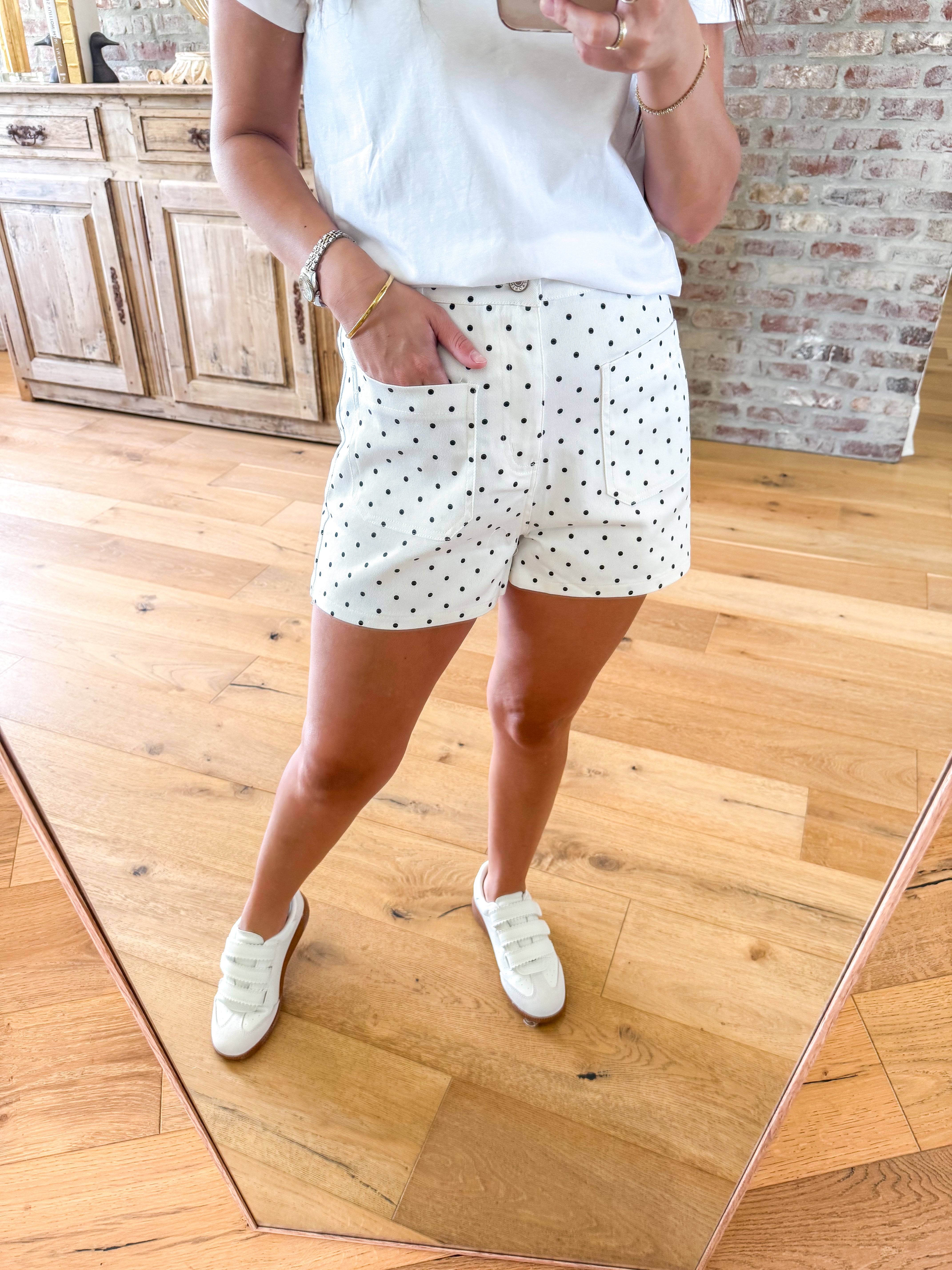 Dotty Days Off White Shorts