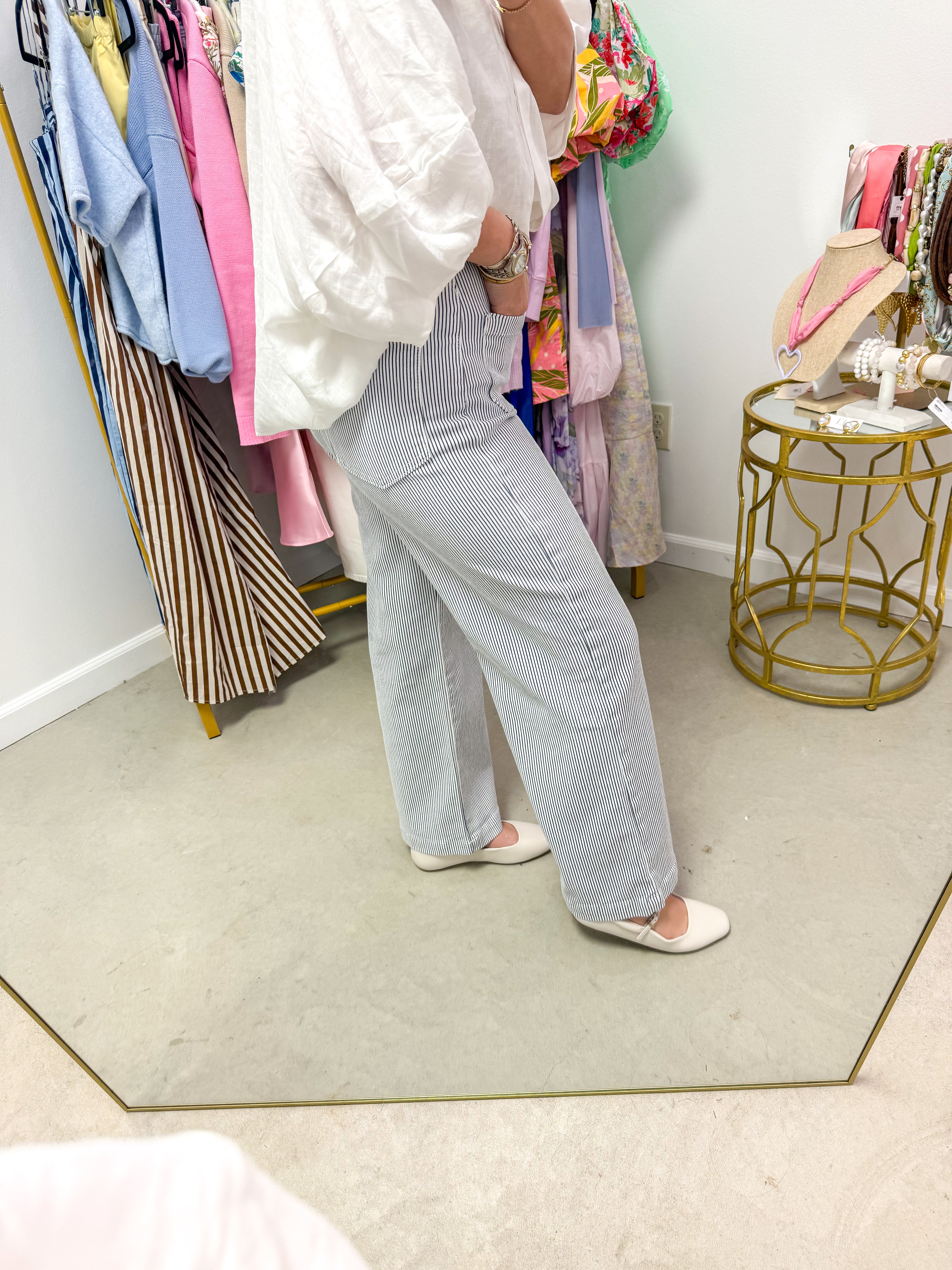 Stripe Patch Pocket Wide Leg