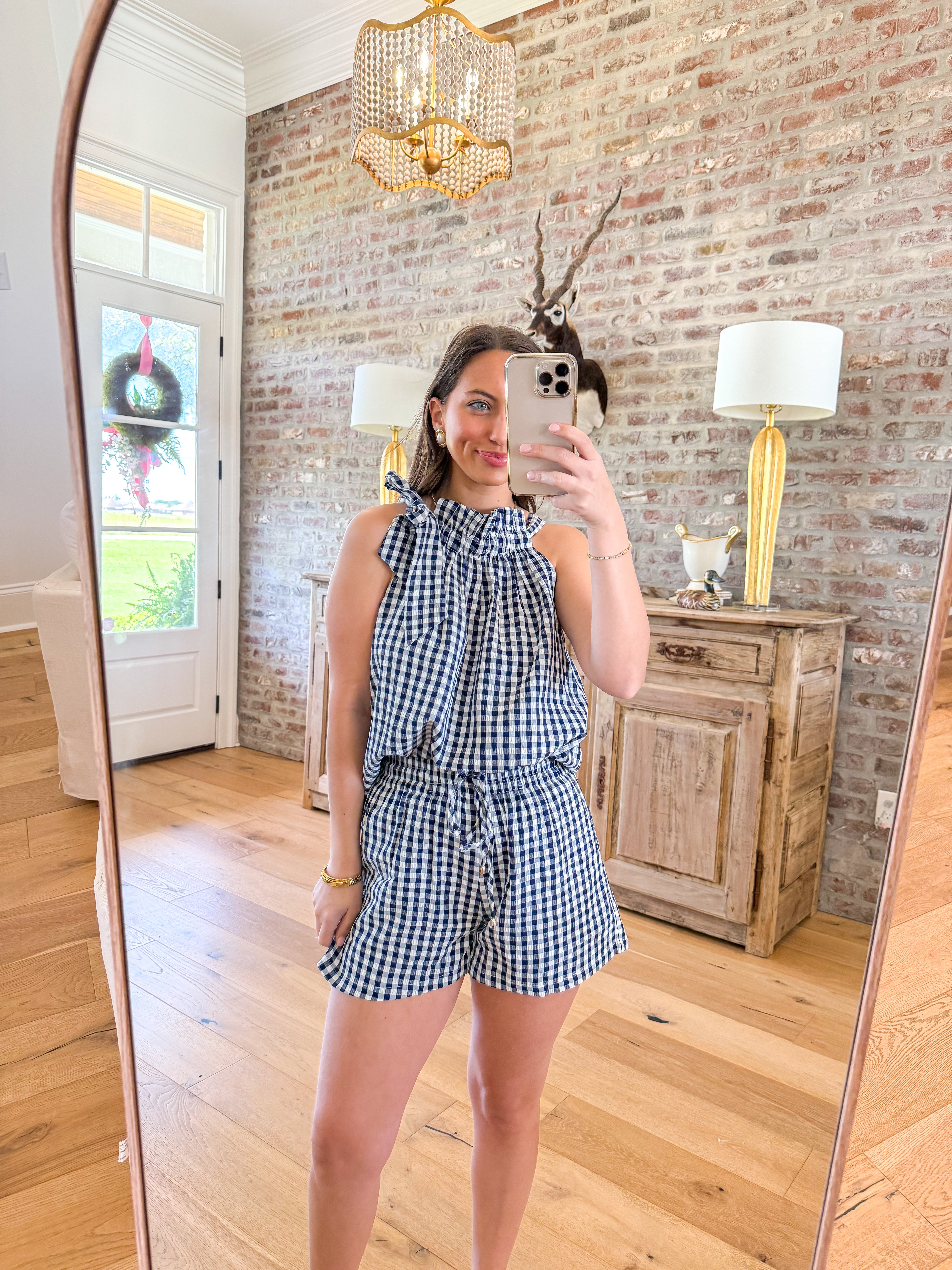 Navy Gingham Getaway Set