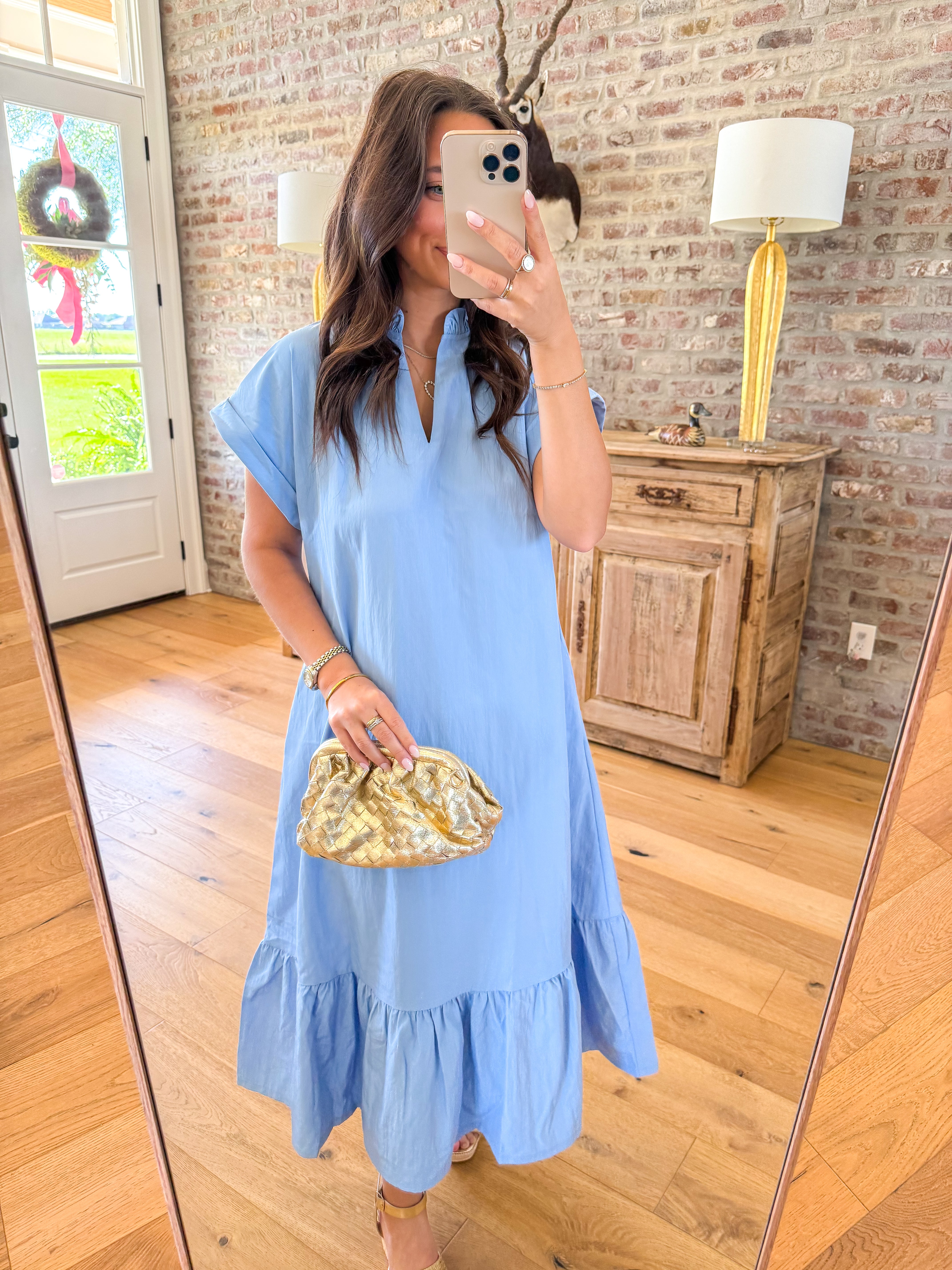 Blue Magnolia Ruffle Maxi Dress