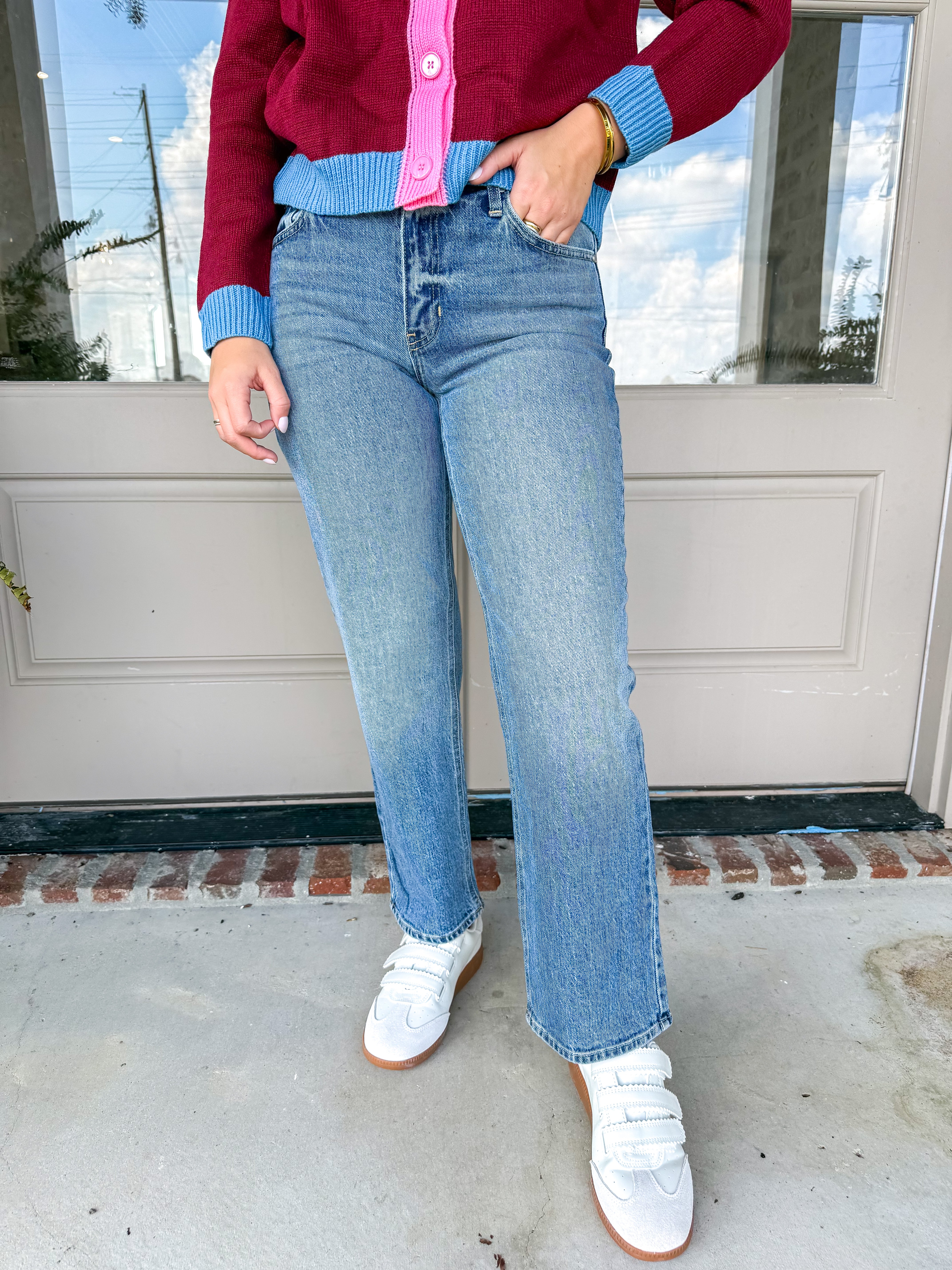 MR Ankle Straight Leg Jeans Medium Denim