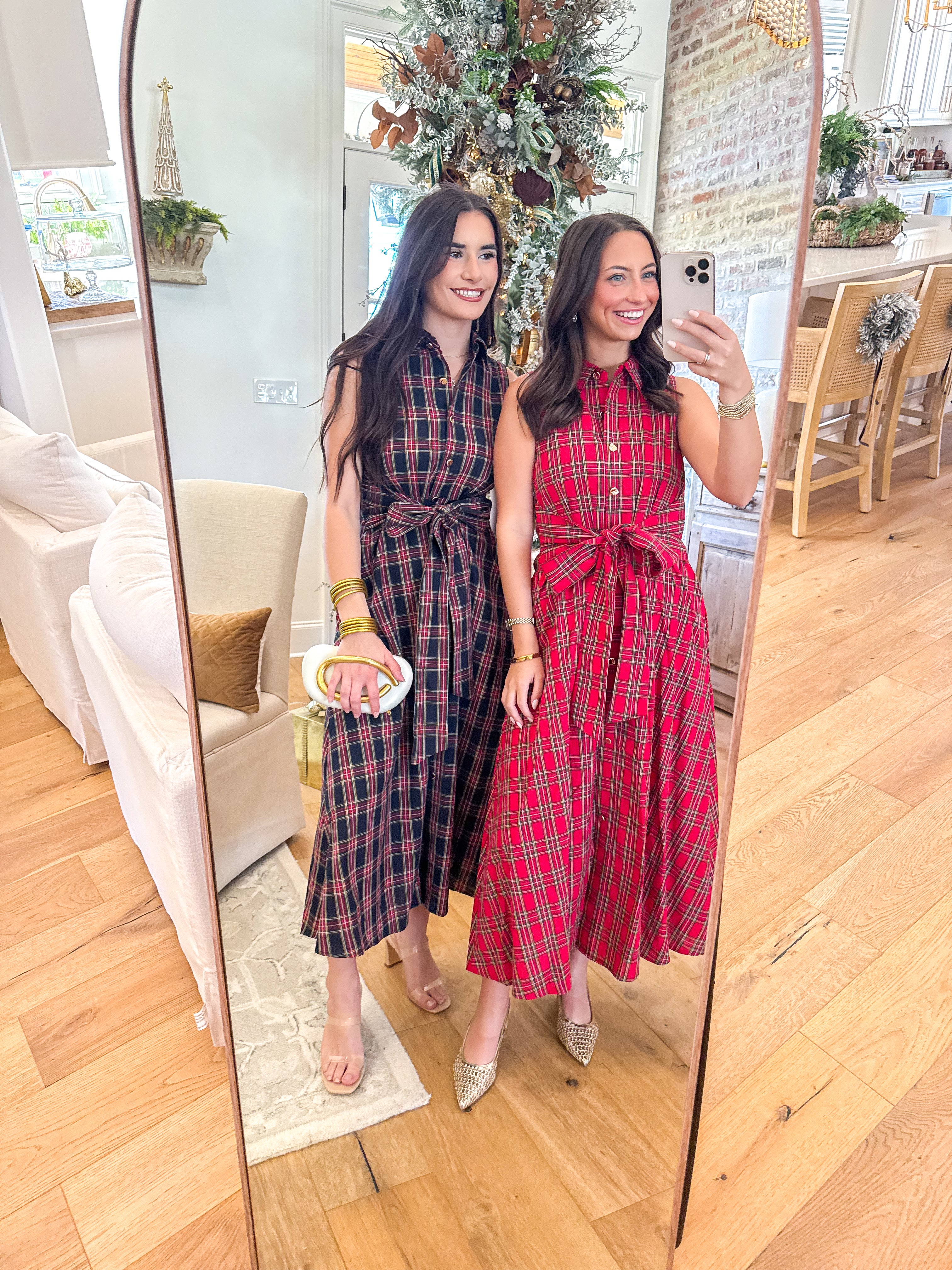Scarlett Fields Plaid Midi Dress Red