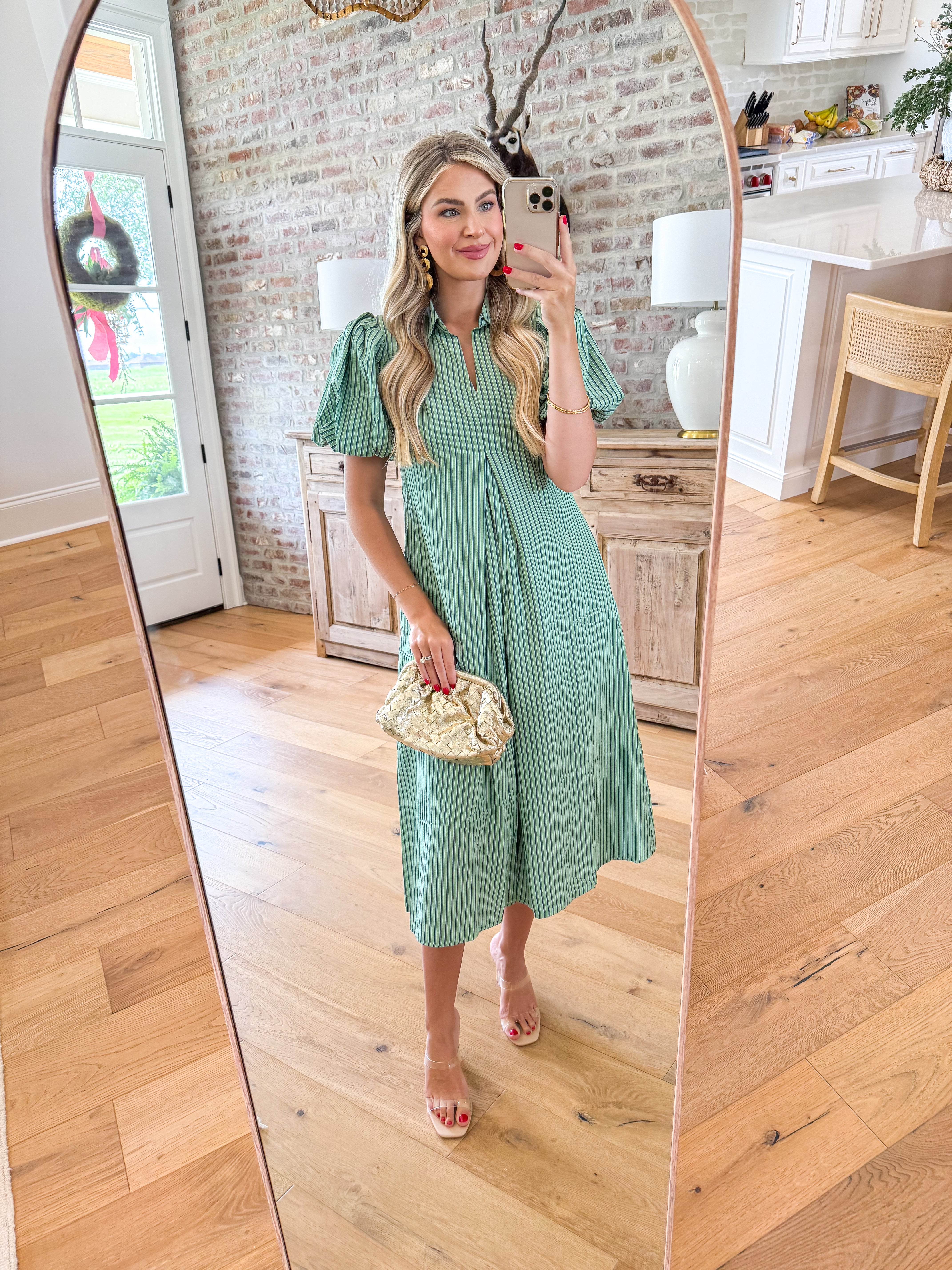 Magnolia Green Stripe Midi Dress