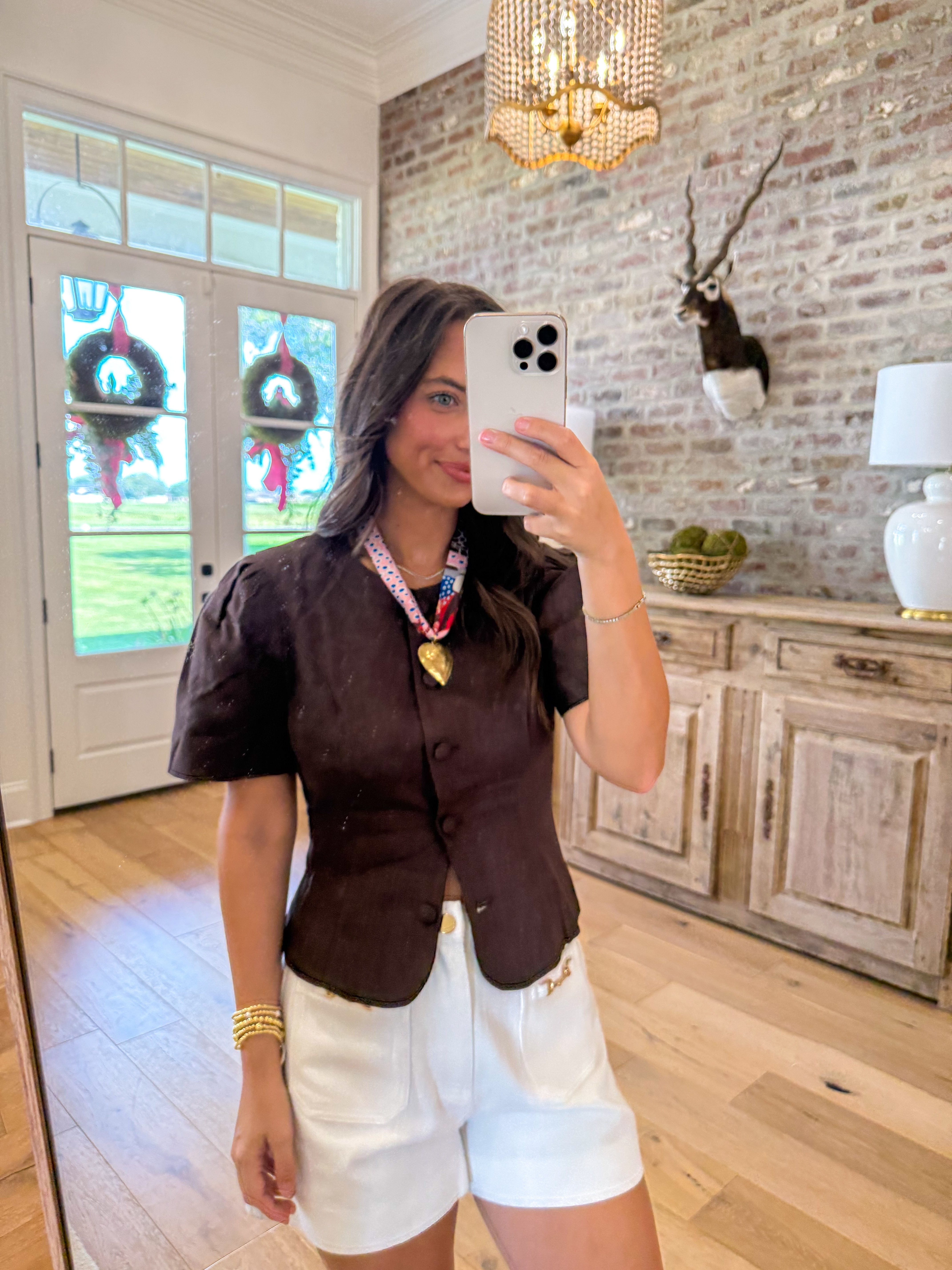 Nataly Puff-Sleeve Button-Front Blouse