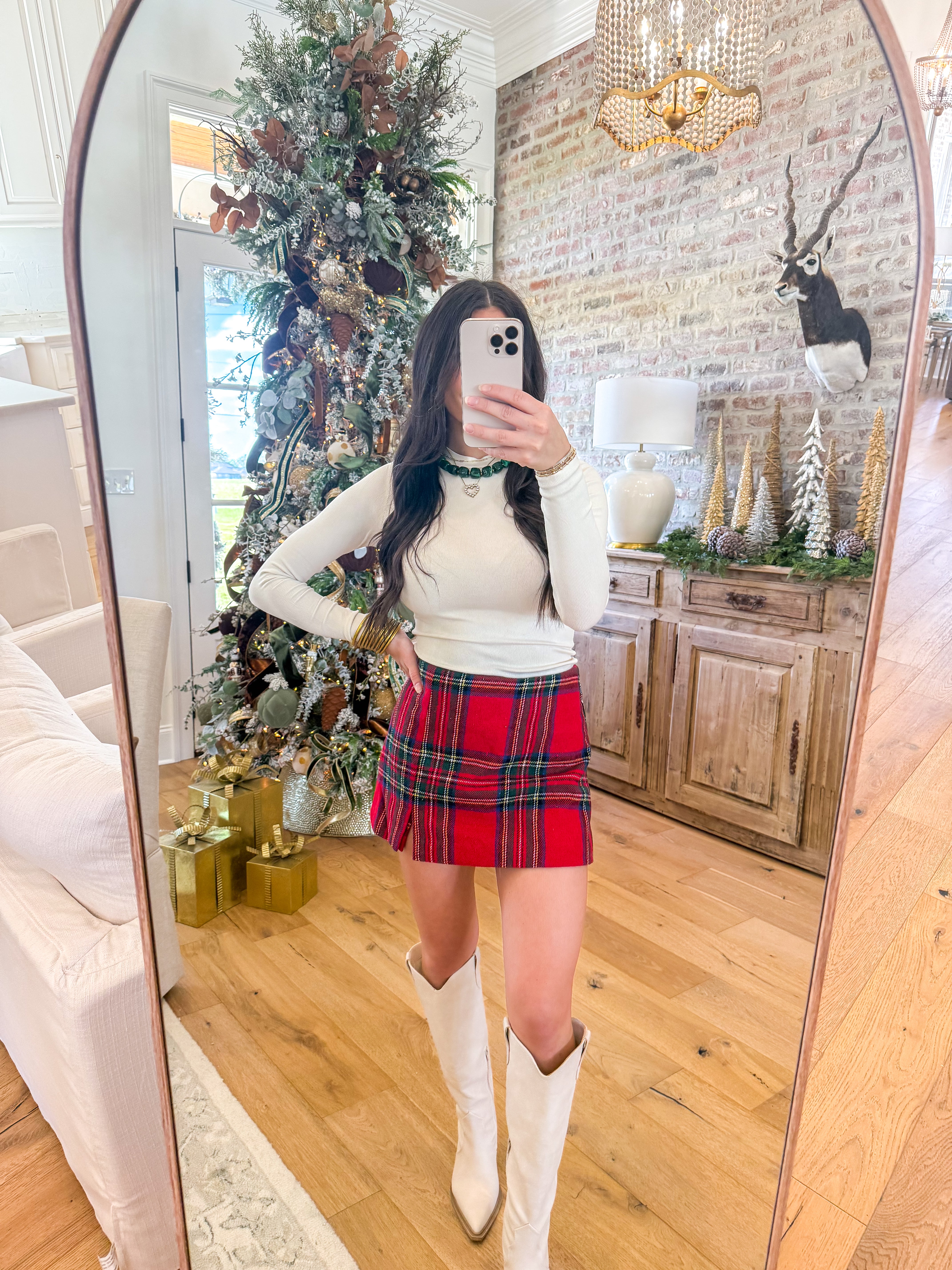 Red Holiday Tartan Skort