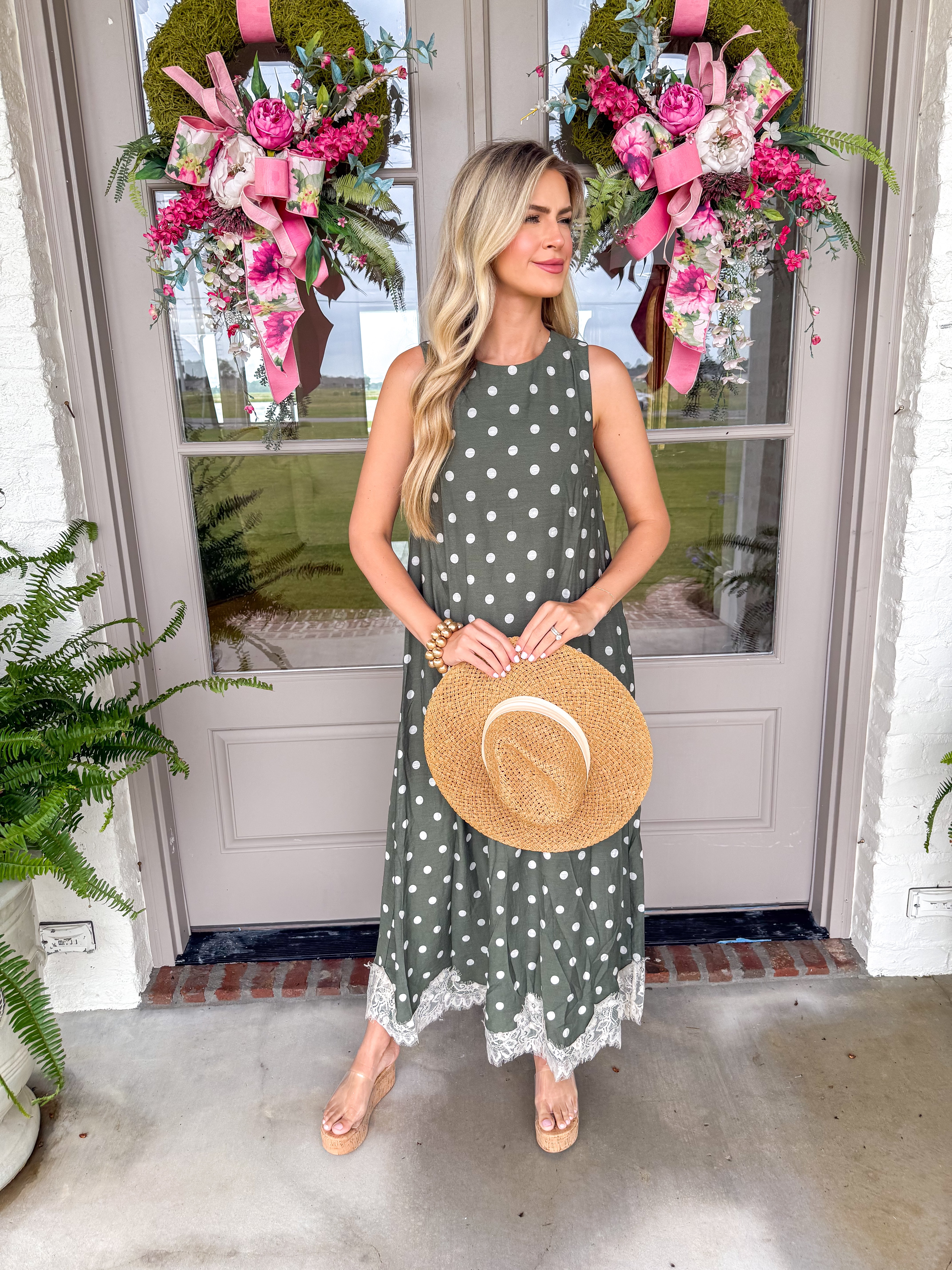 Olive Polka Dot Party Maxi