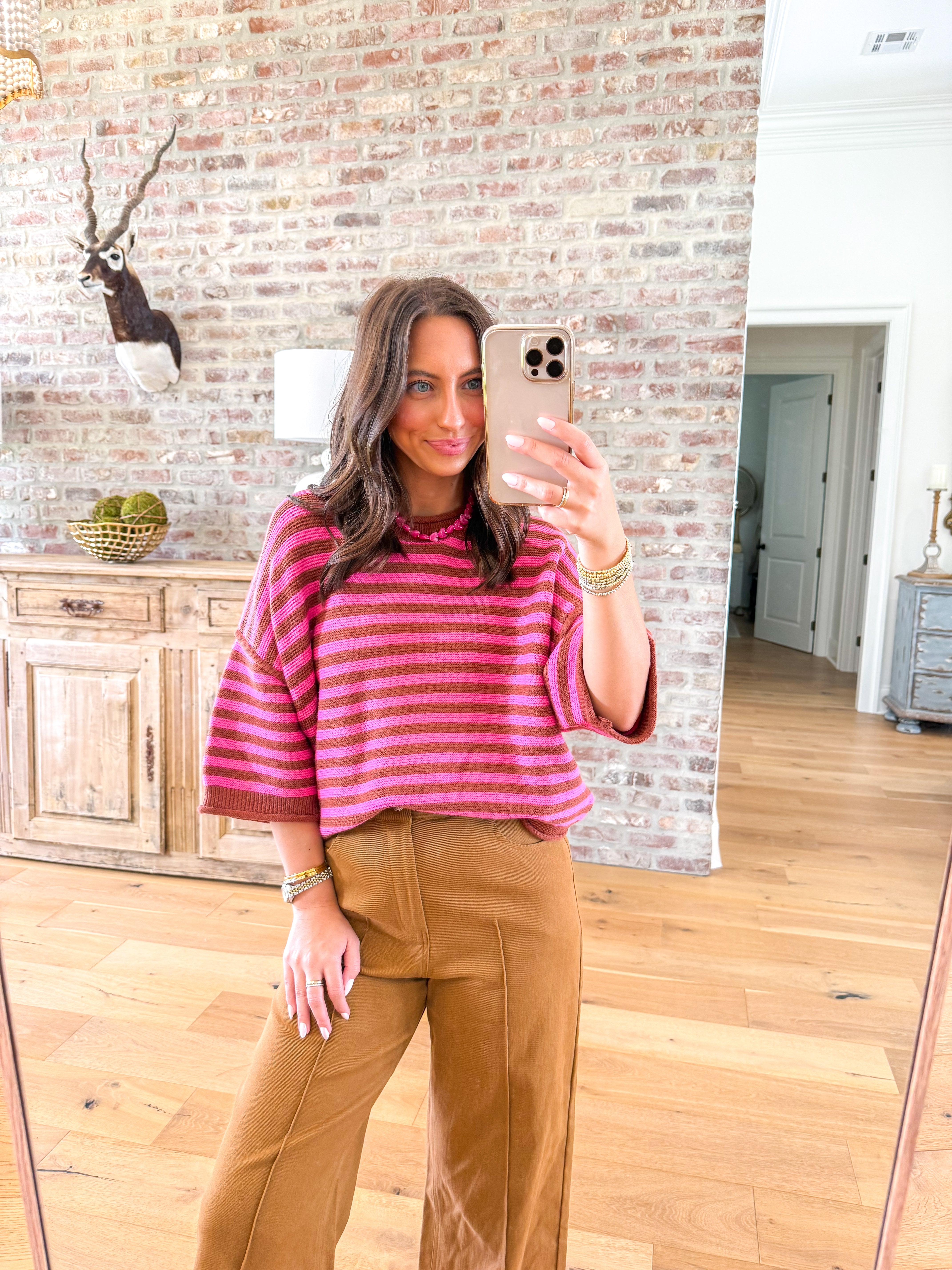 Pinkway Stripe Knit Top