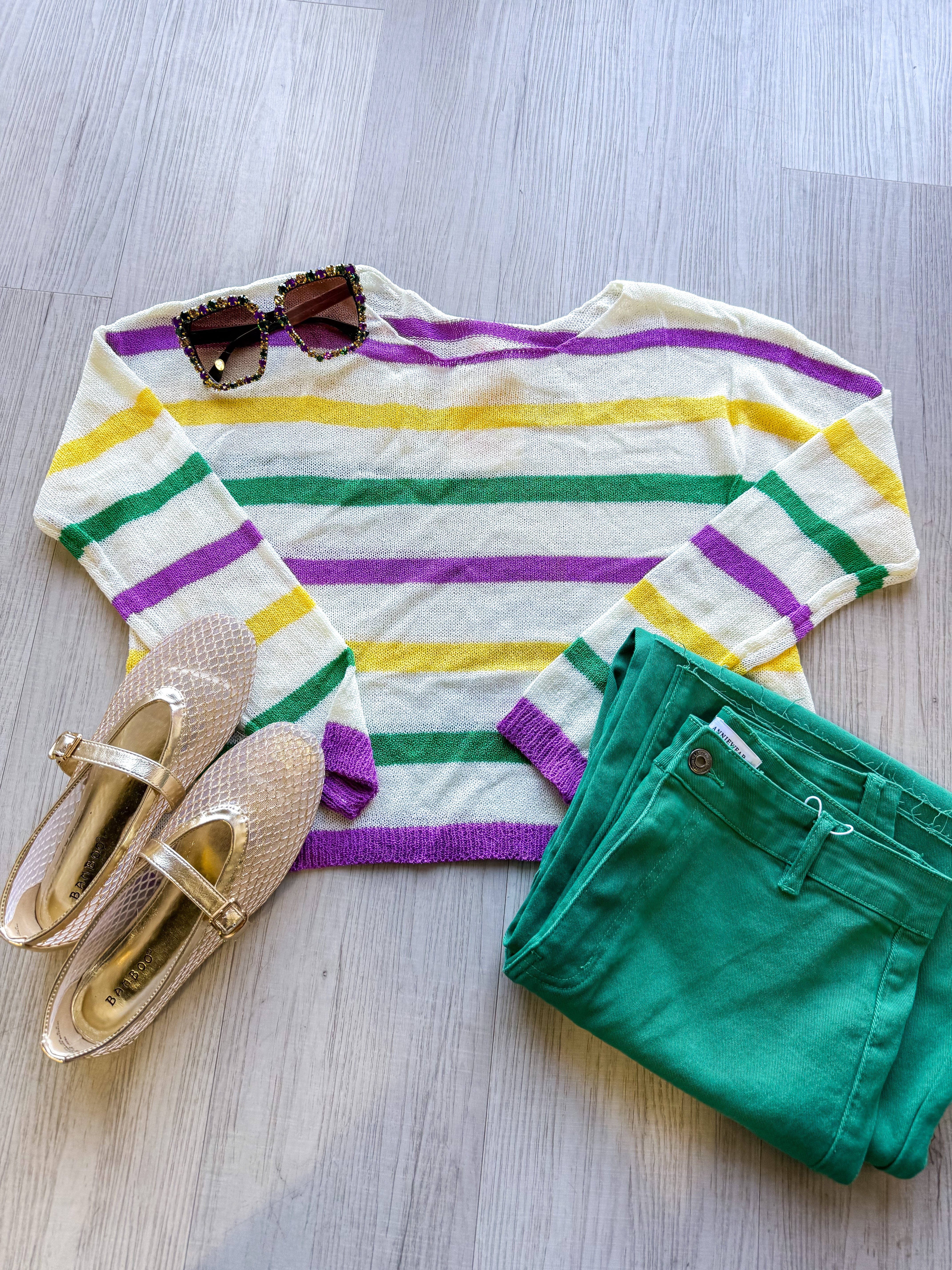 Mardi Gras Mesh Striped Cardigan