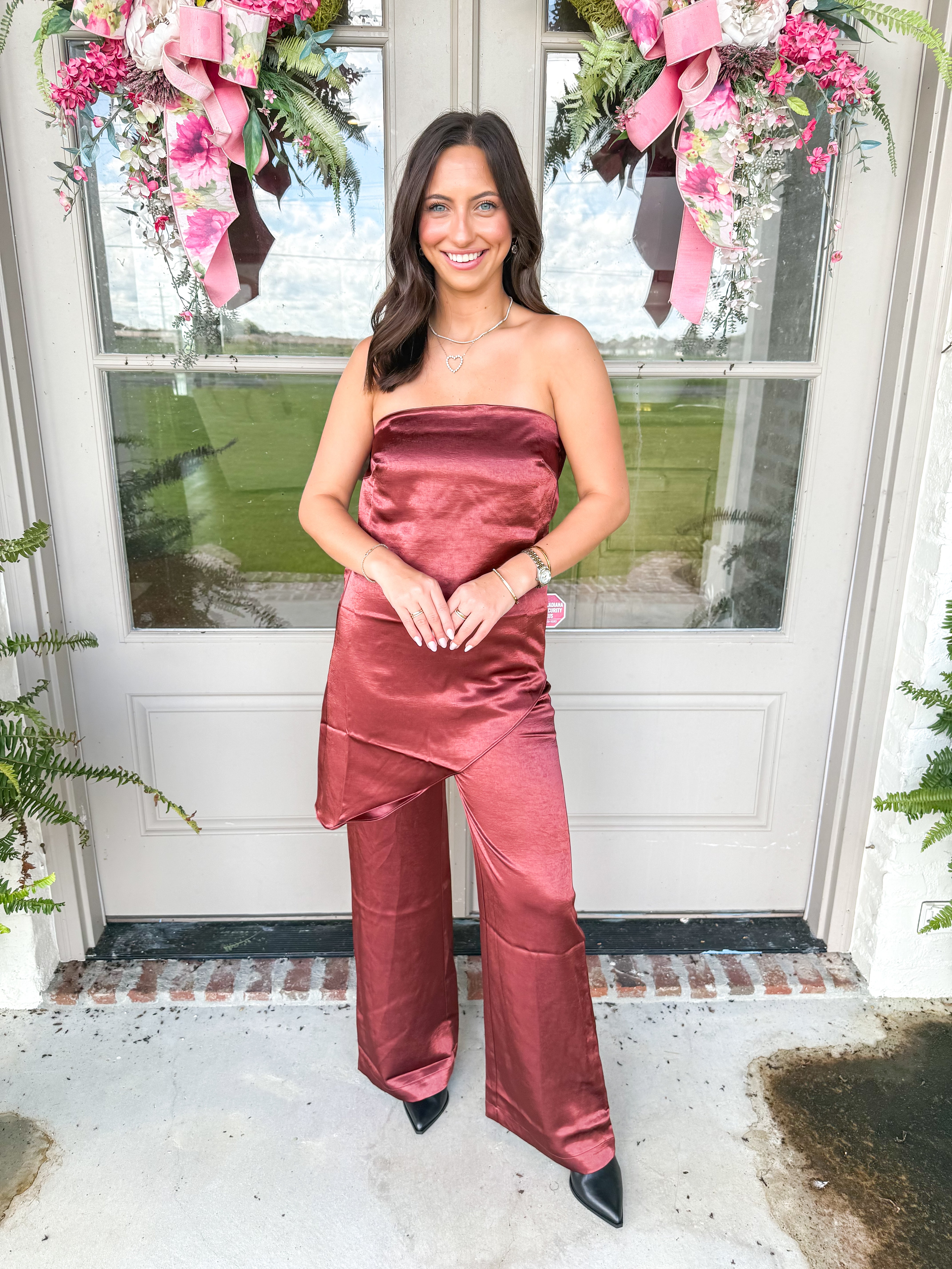 Wine After Midnight Satin Two-Piece Set