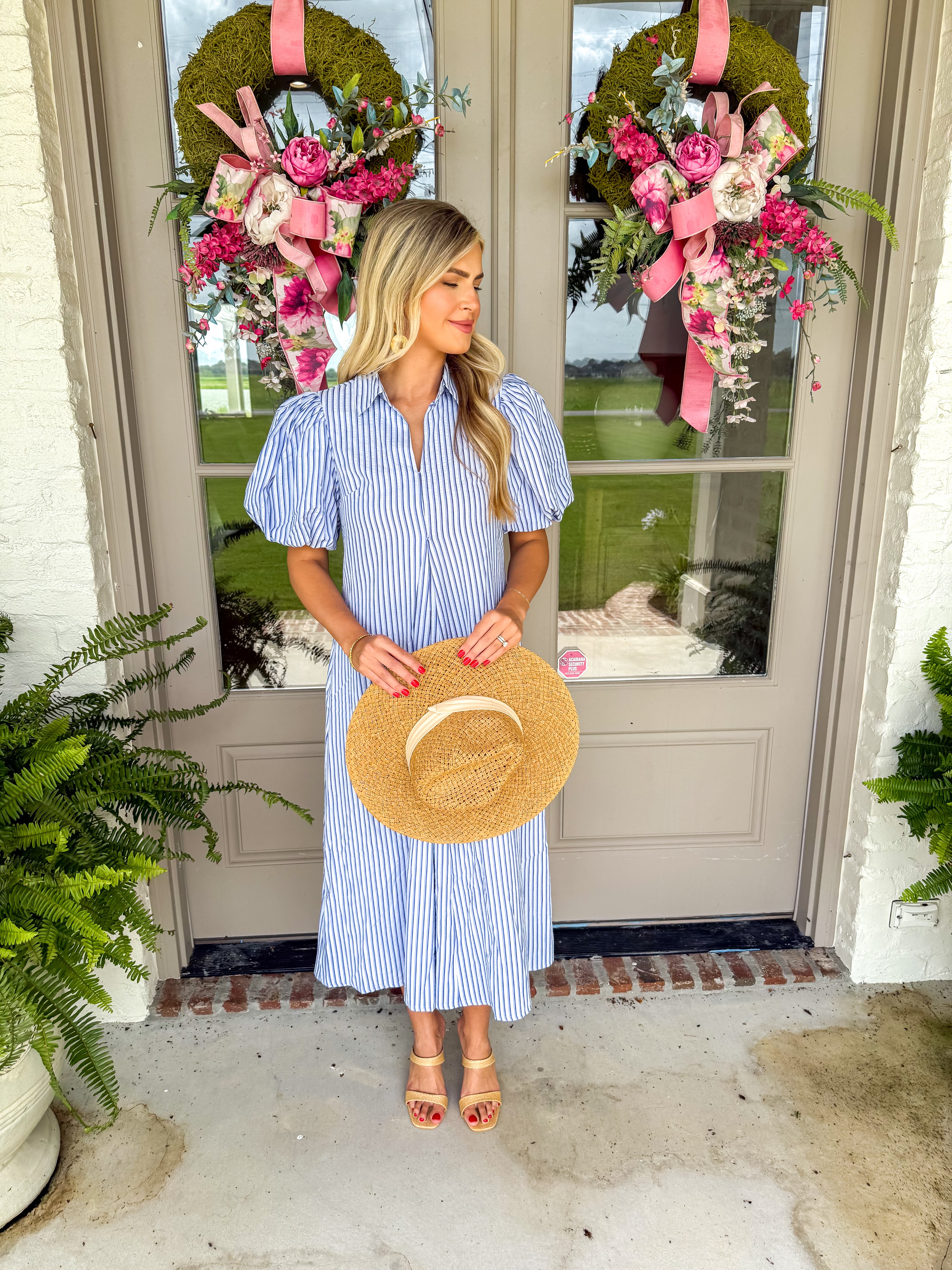 Magnolia Blue Stripe Midi
