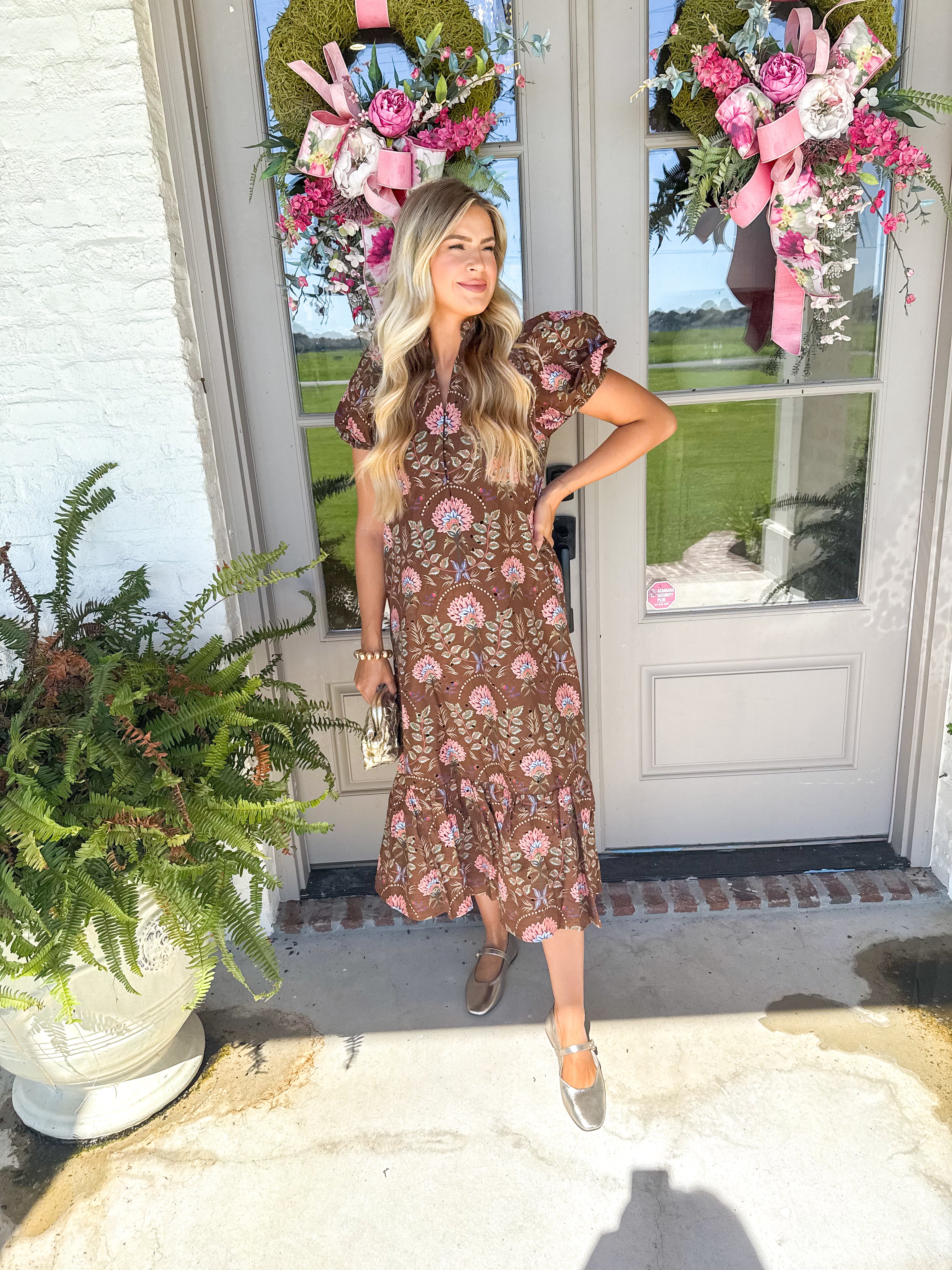 Chocolate Bloom Midi Dress