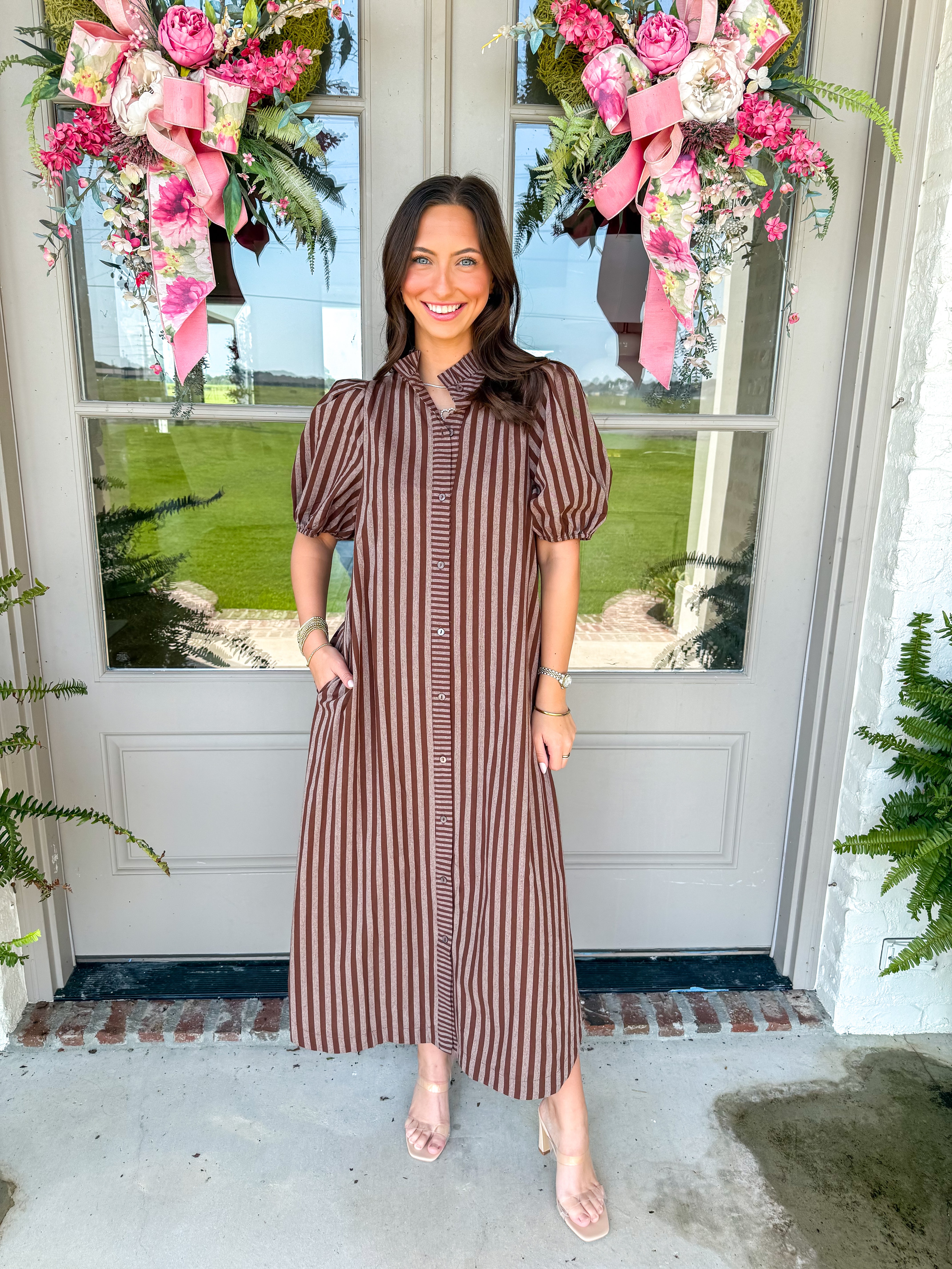The Briar Striped Midi Brown
