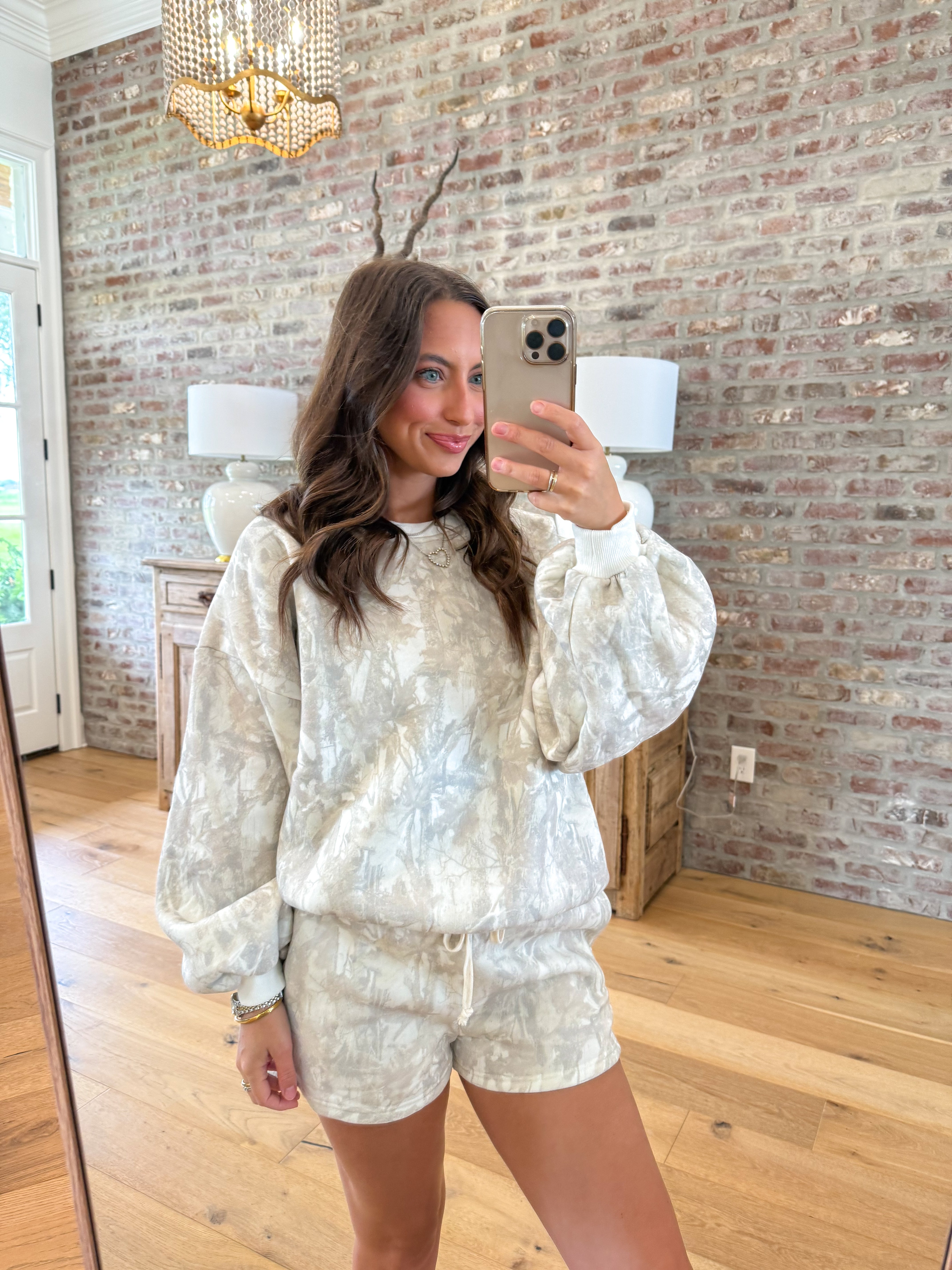 Woodland Camo Crewneck and Shorts Set
