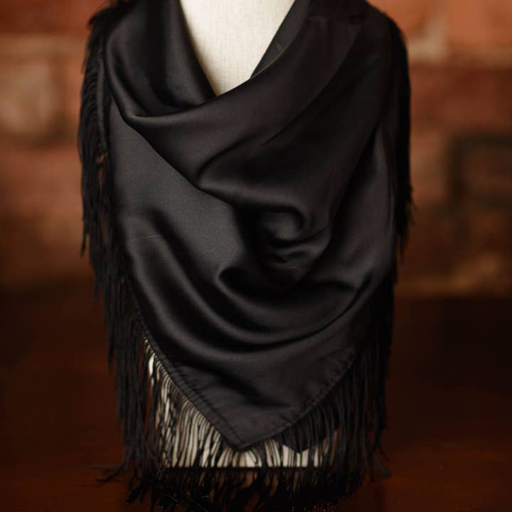 Solid Fringe Scarf Black
