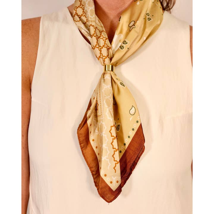 Jacey Paisley Scarf with Slide Taupe