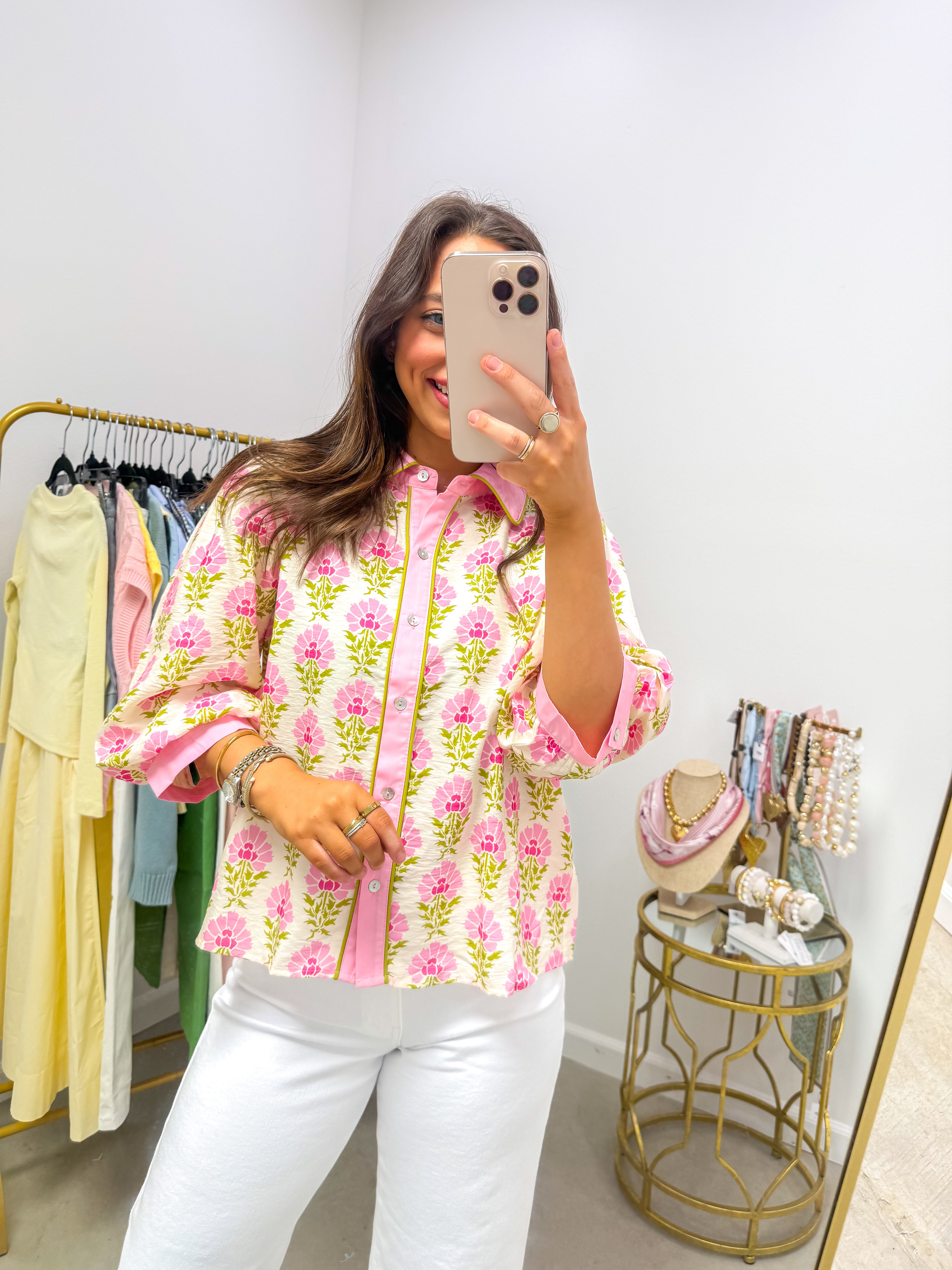 Bloom Where You're Planted Pink Blouse