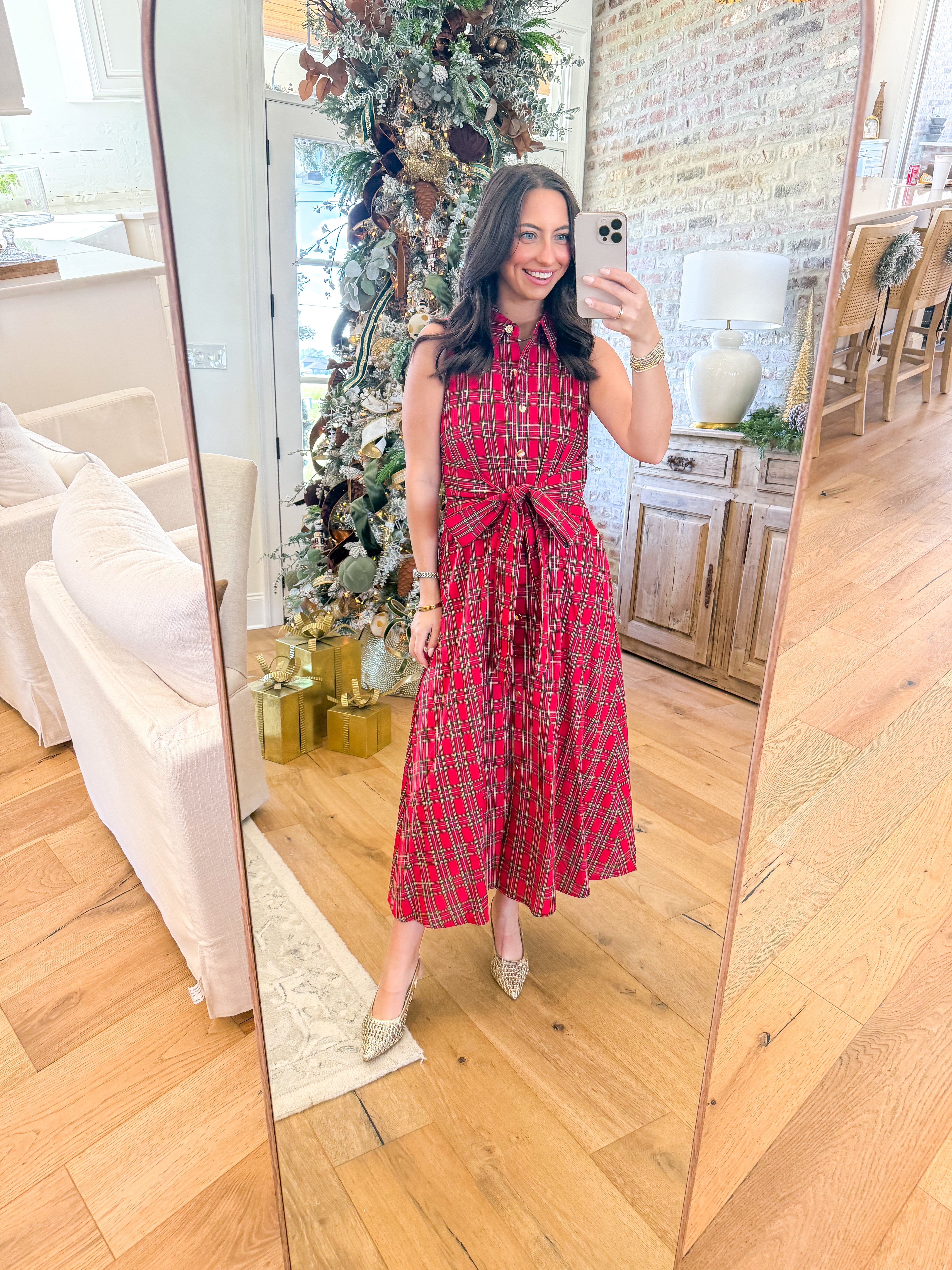 Scarlett Fields Plaid Midi Dress Red