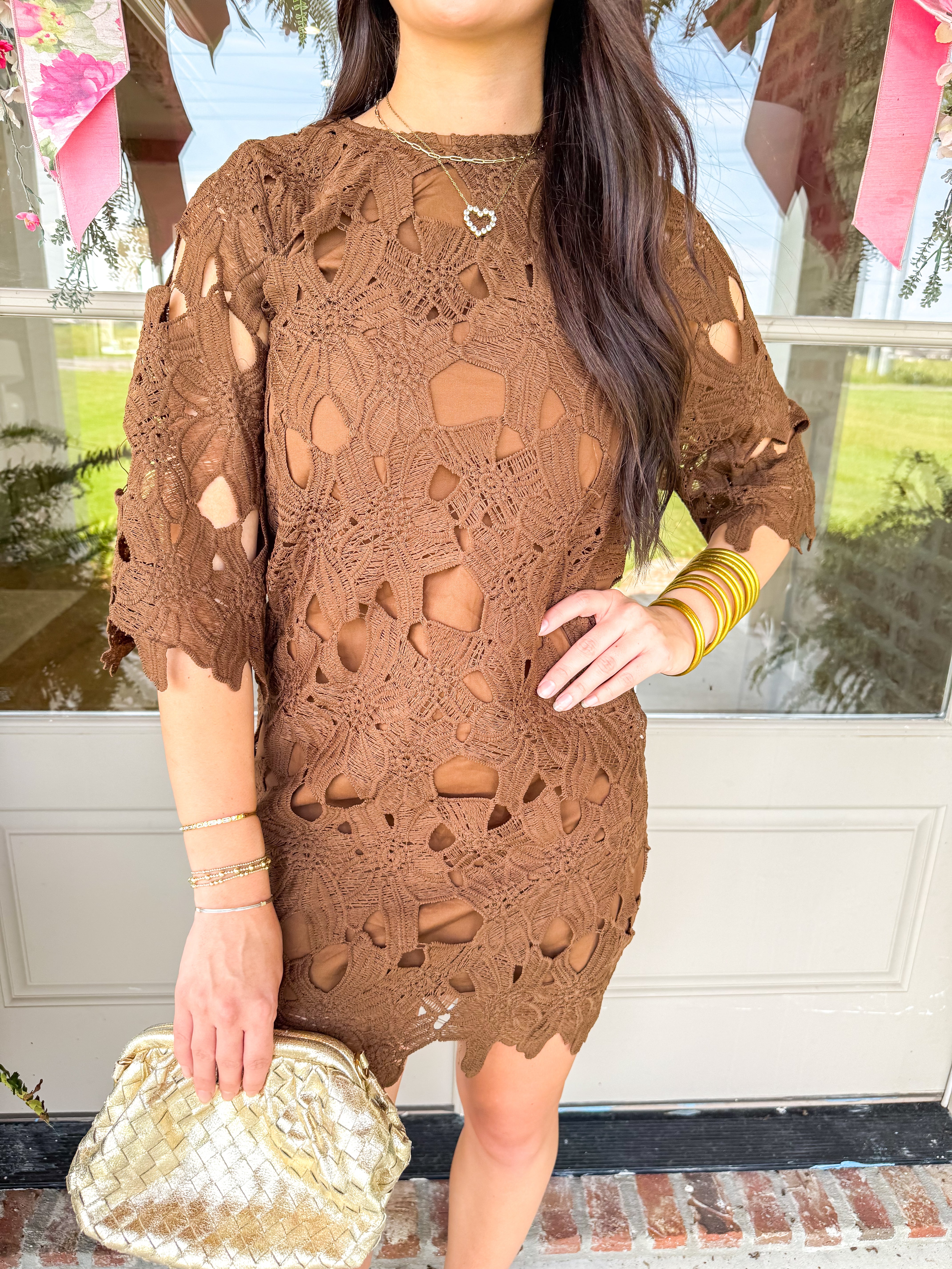 Cocoa Lace Mini Dress