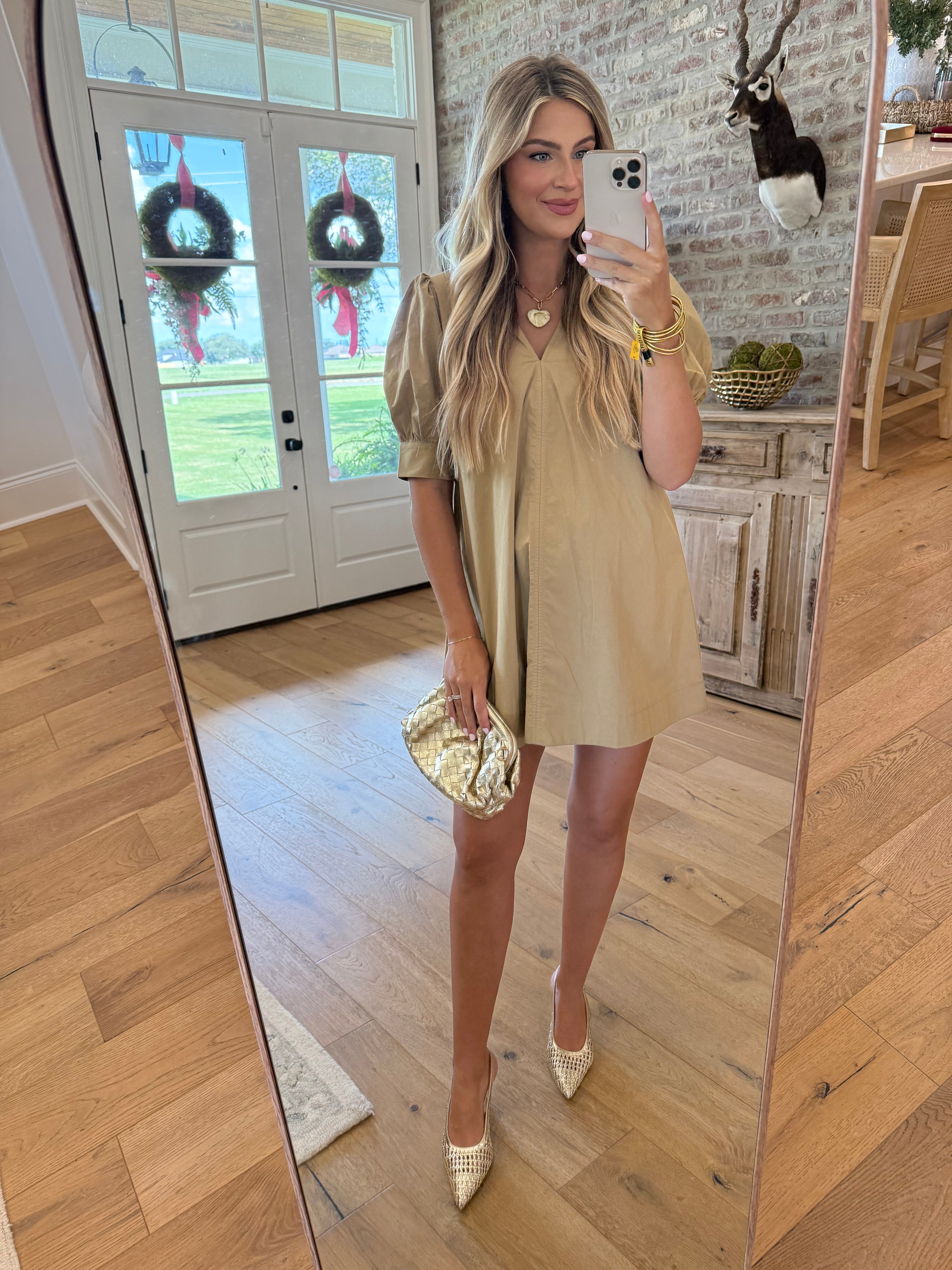 The Khaki Puff Sleeve Mini