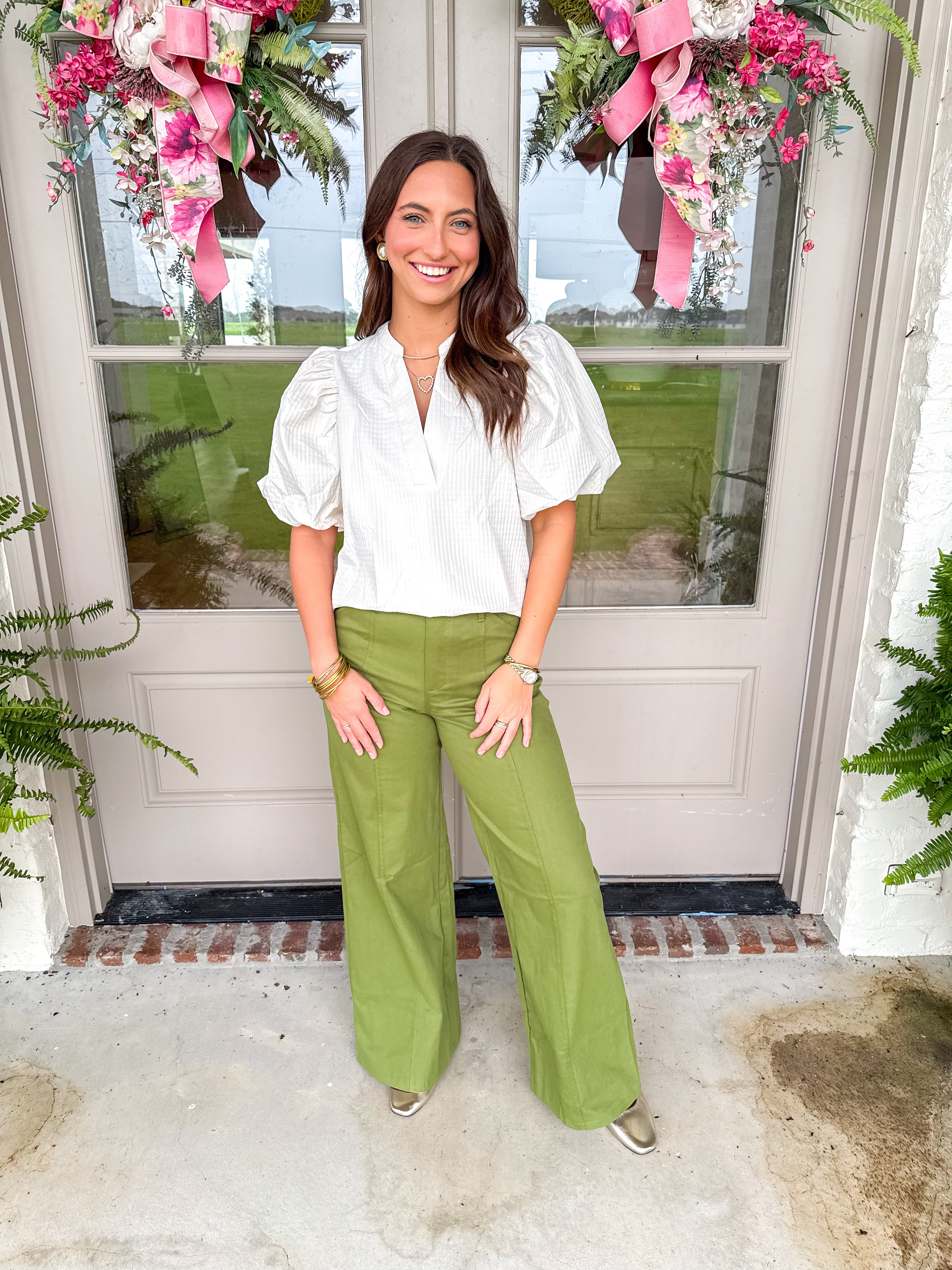 The Hadley Puff Sleeve Top Off White