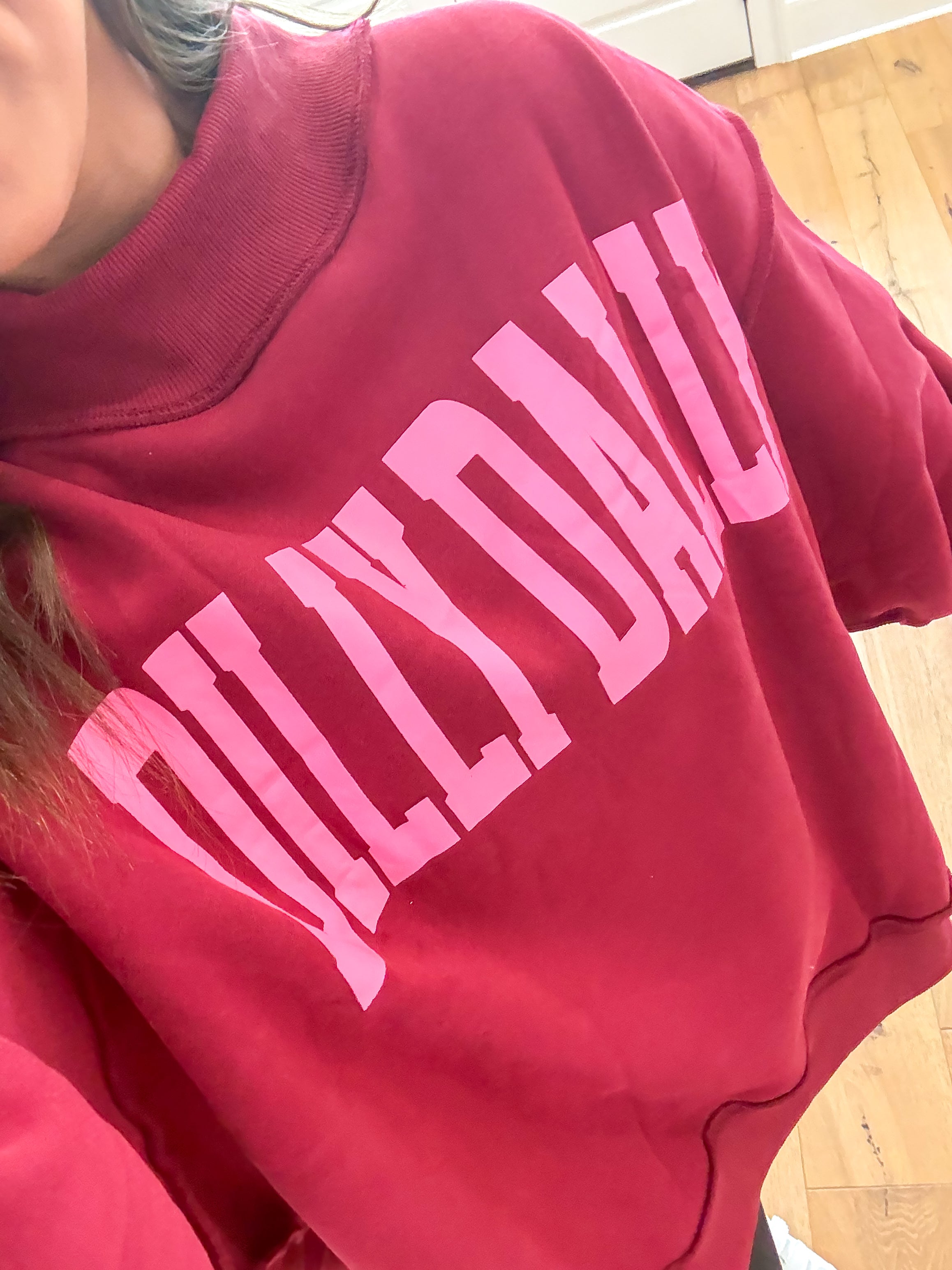 Dilly Dally Burgundy Reversible Mockneck Sweatshirt