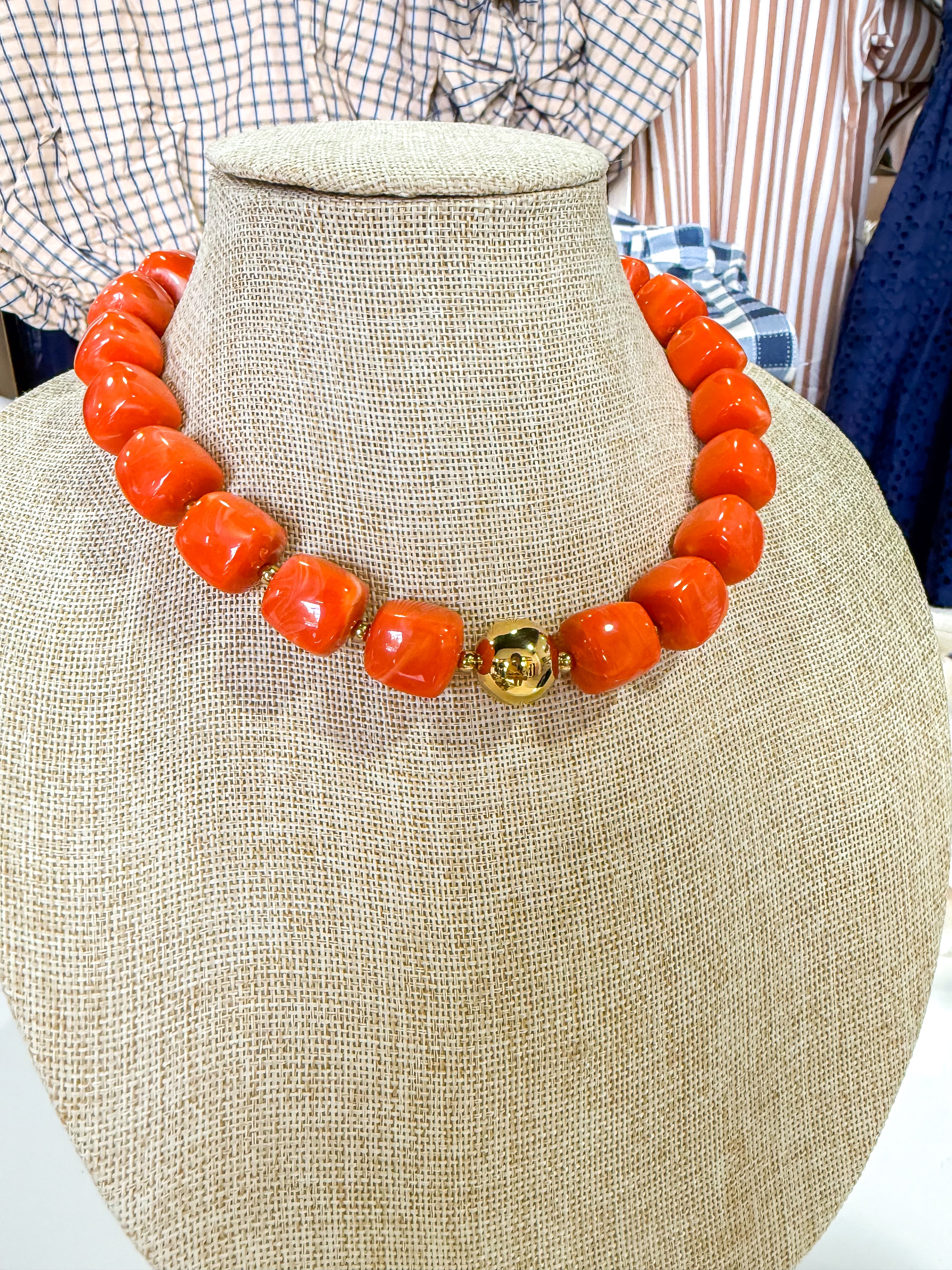 Burnt Orange Beaded Necklace