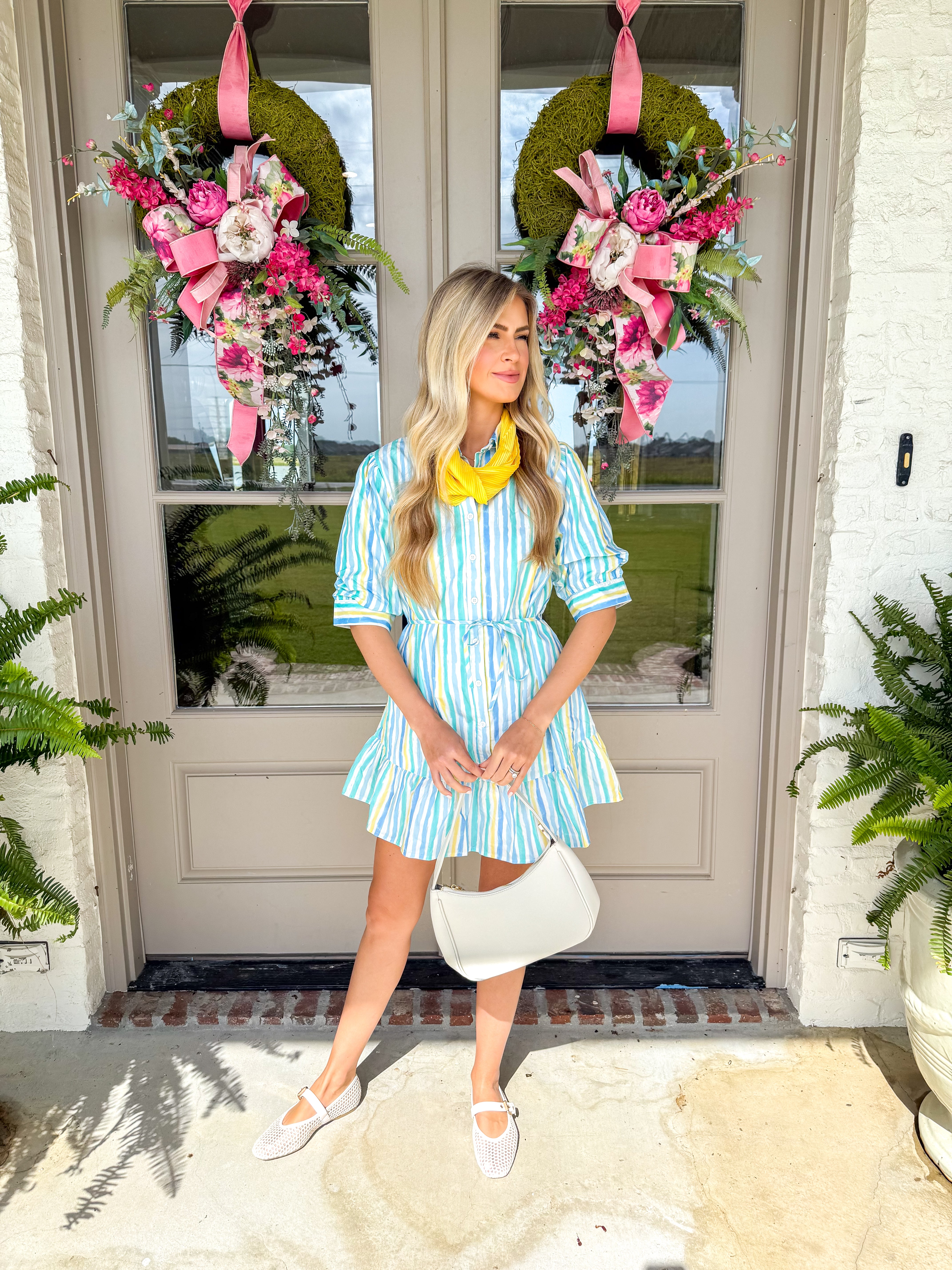 Watercolor Stripe Shirt Dress