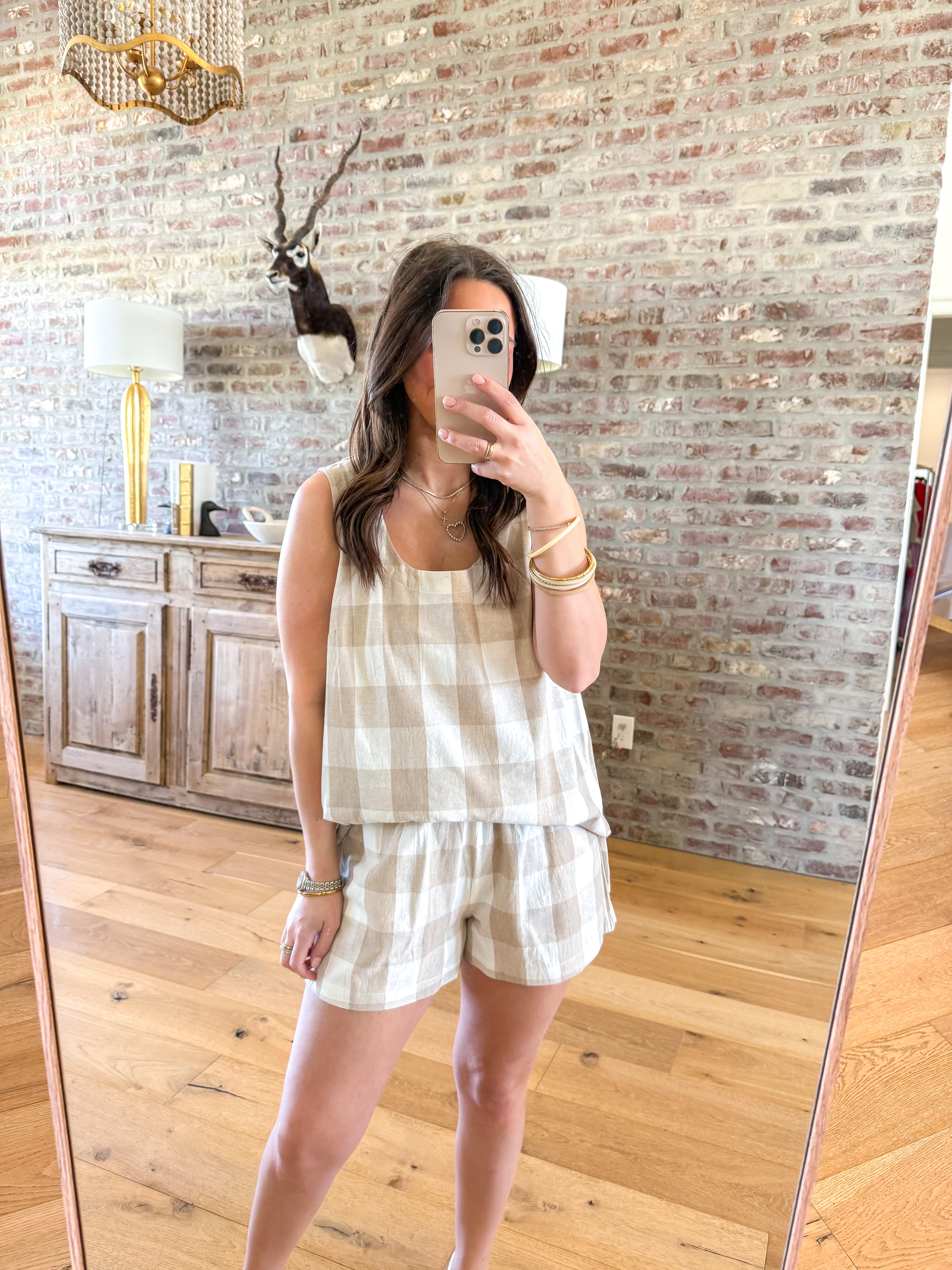 Taupe Gingham Dreams Set