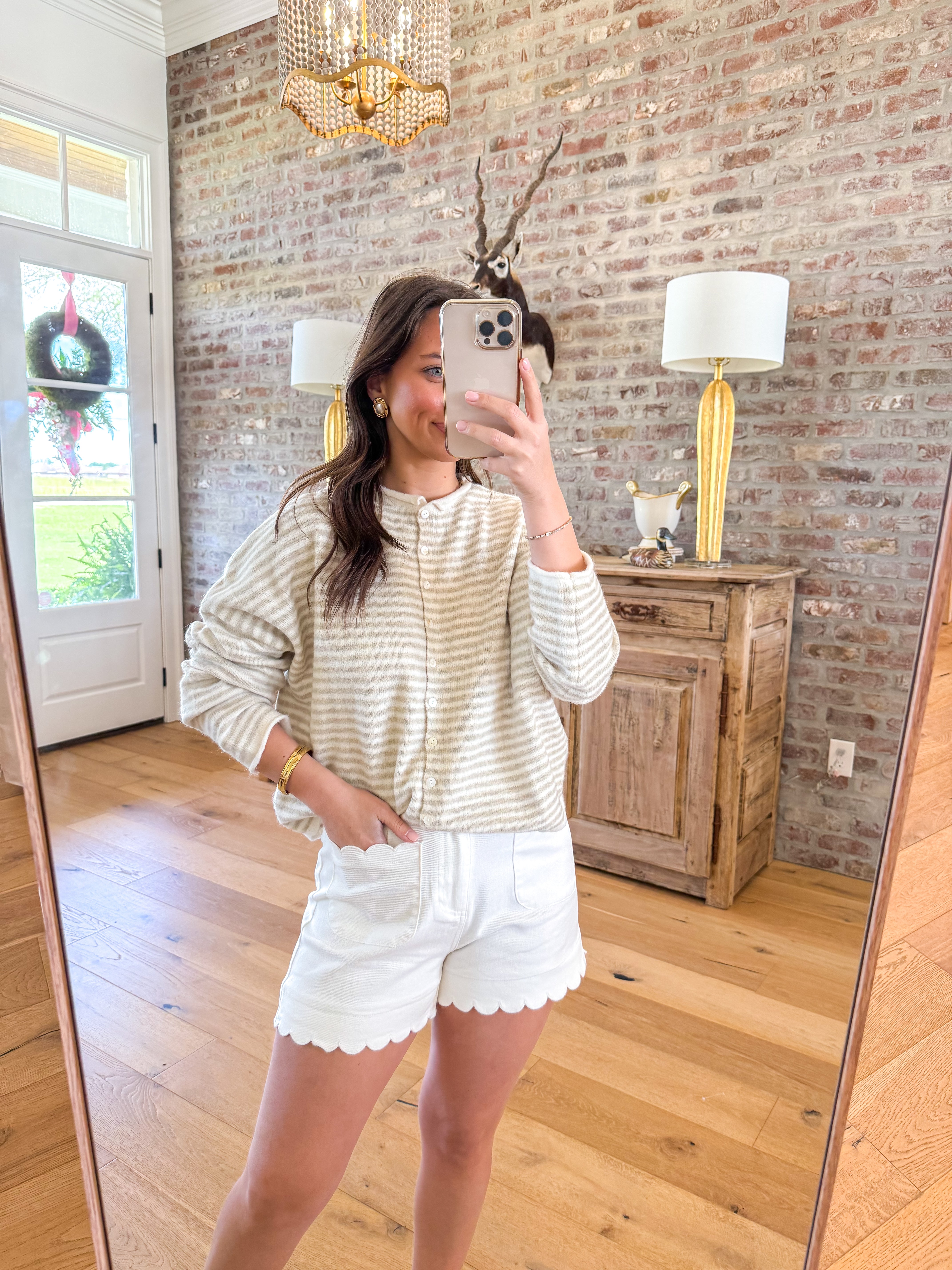 Piper Cardigan Striped Taupe