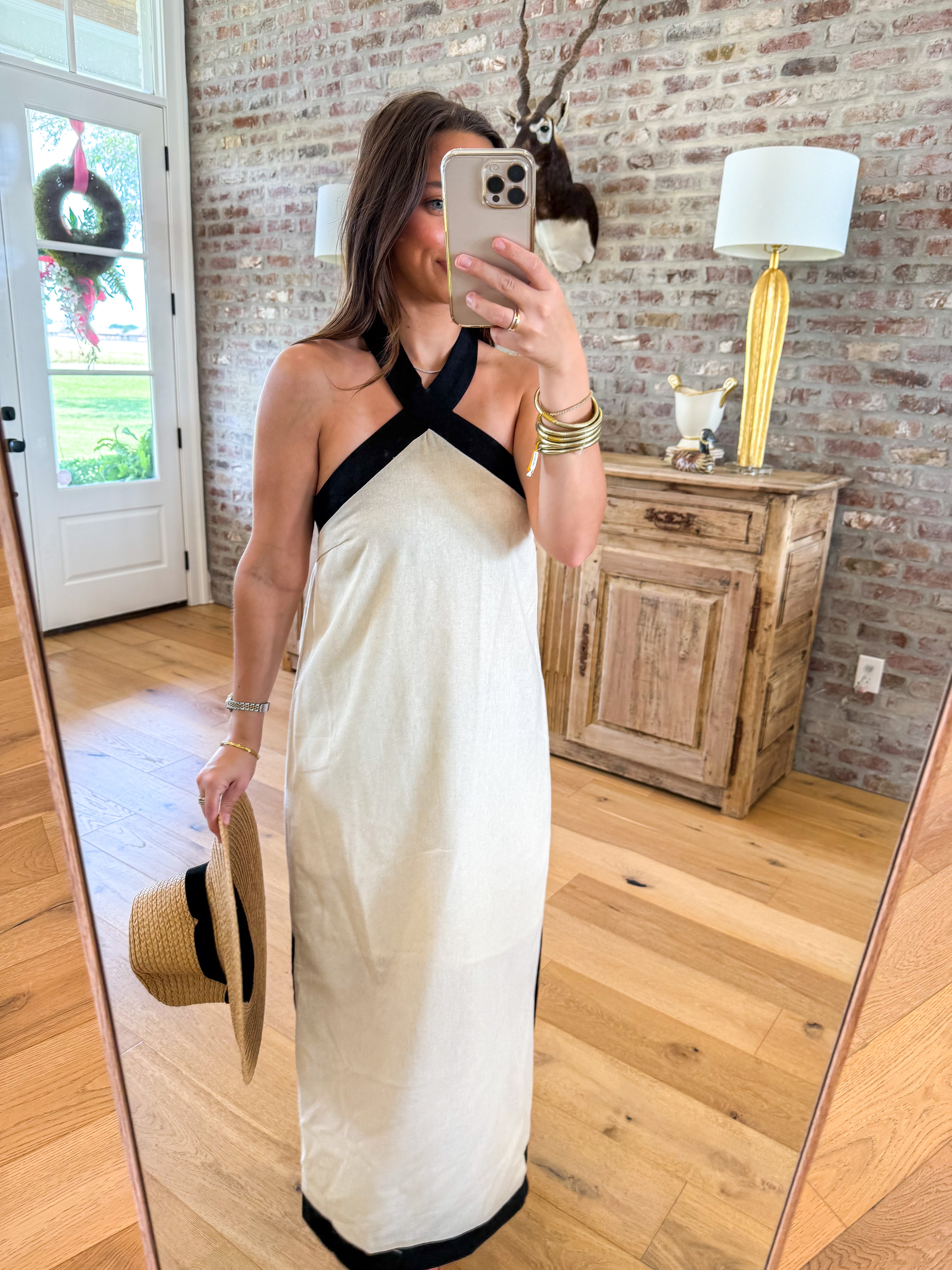 Sunshine & Shadow Halter Midi Taupe