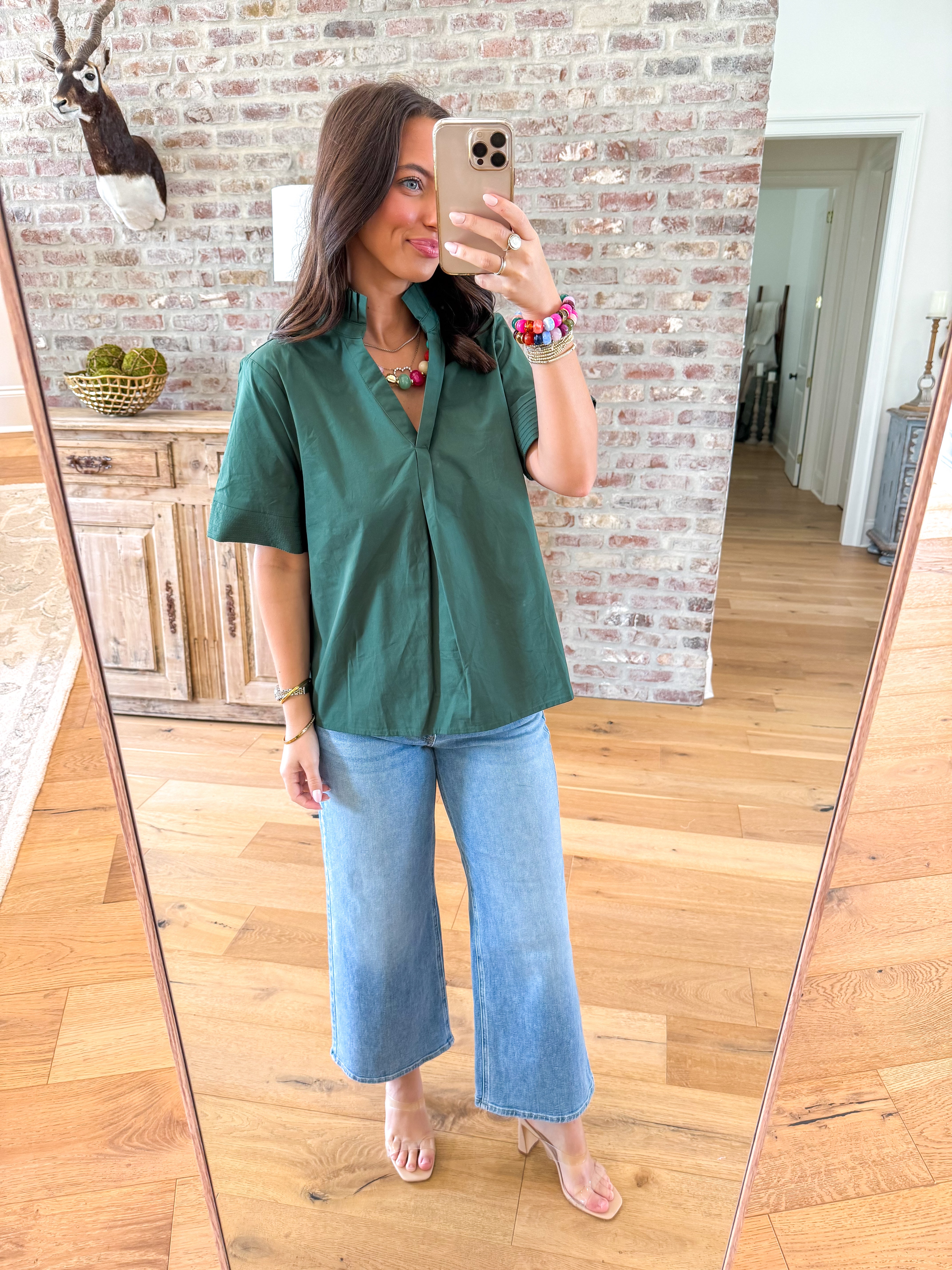 Olive You Pleated Collar Blouse