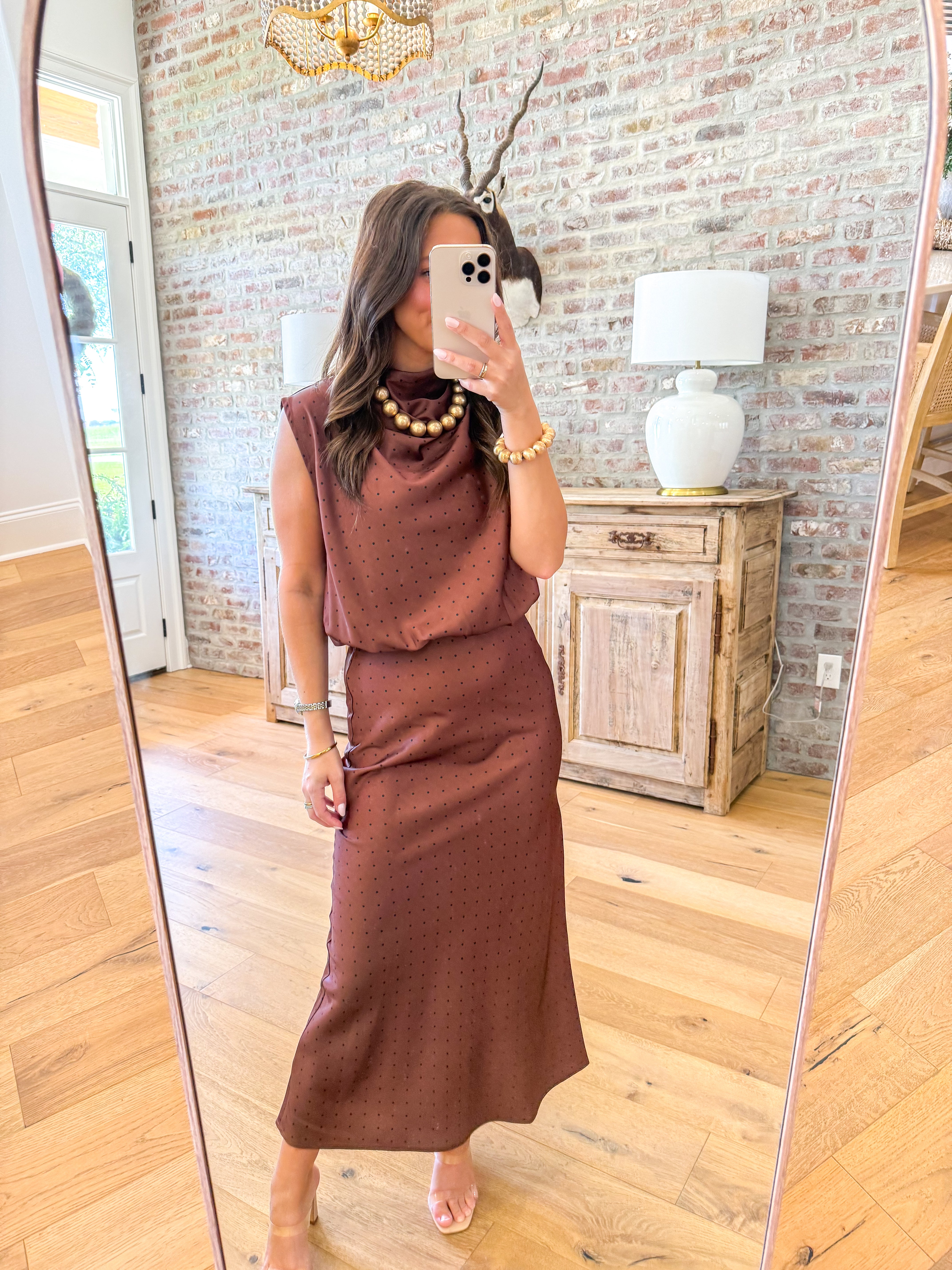 Dotted Darling Midi Skirt Mocha