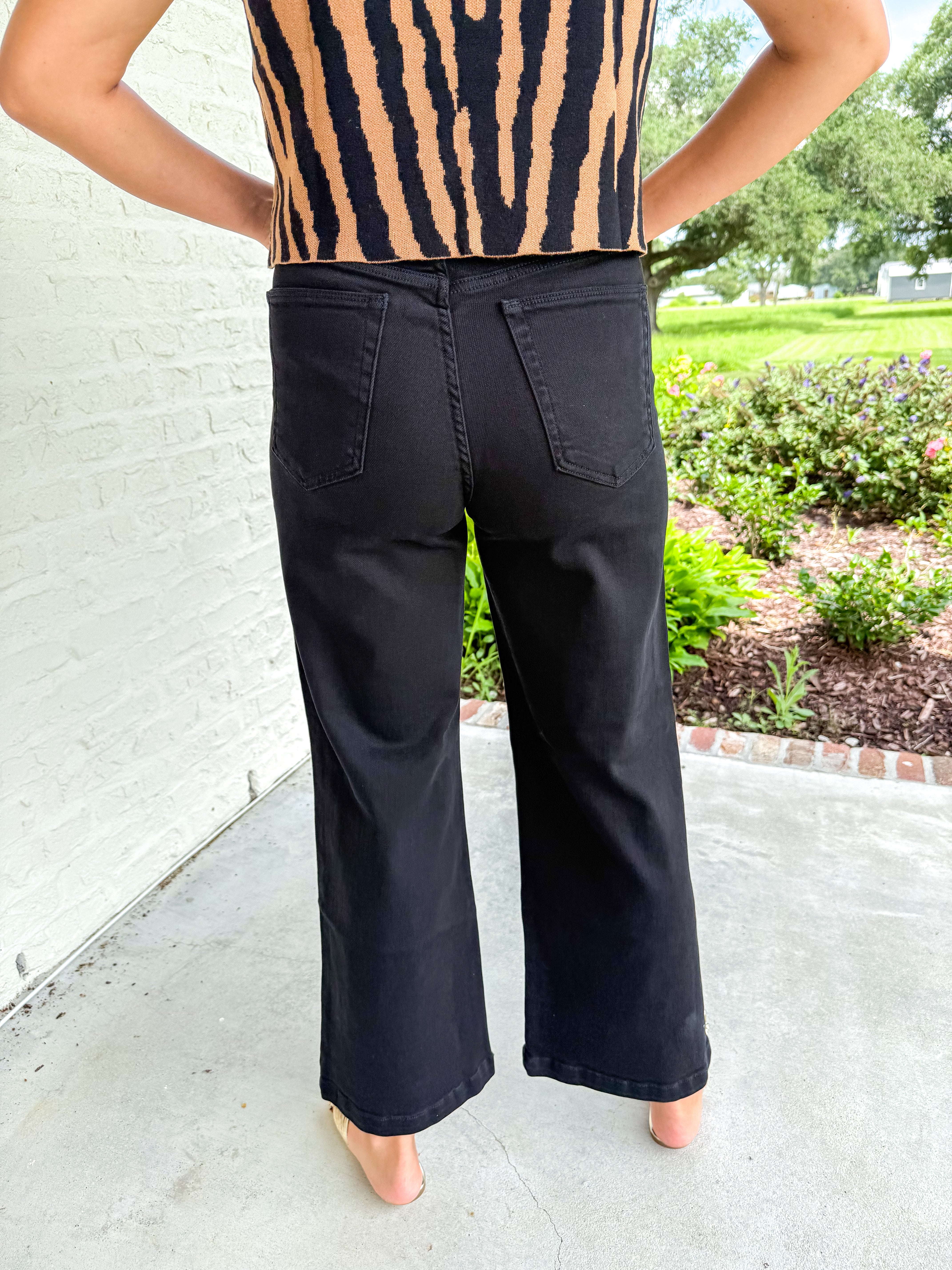 Black Patch Pocket Wide Leg