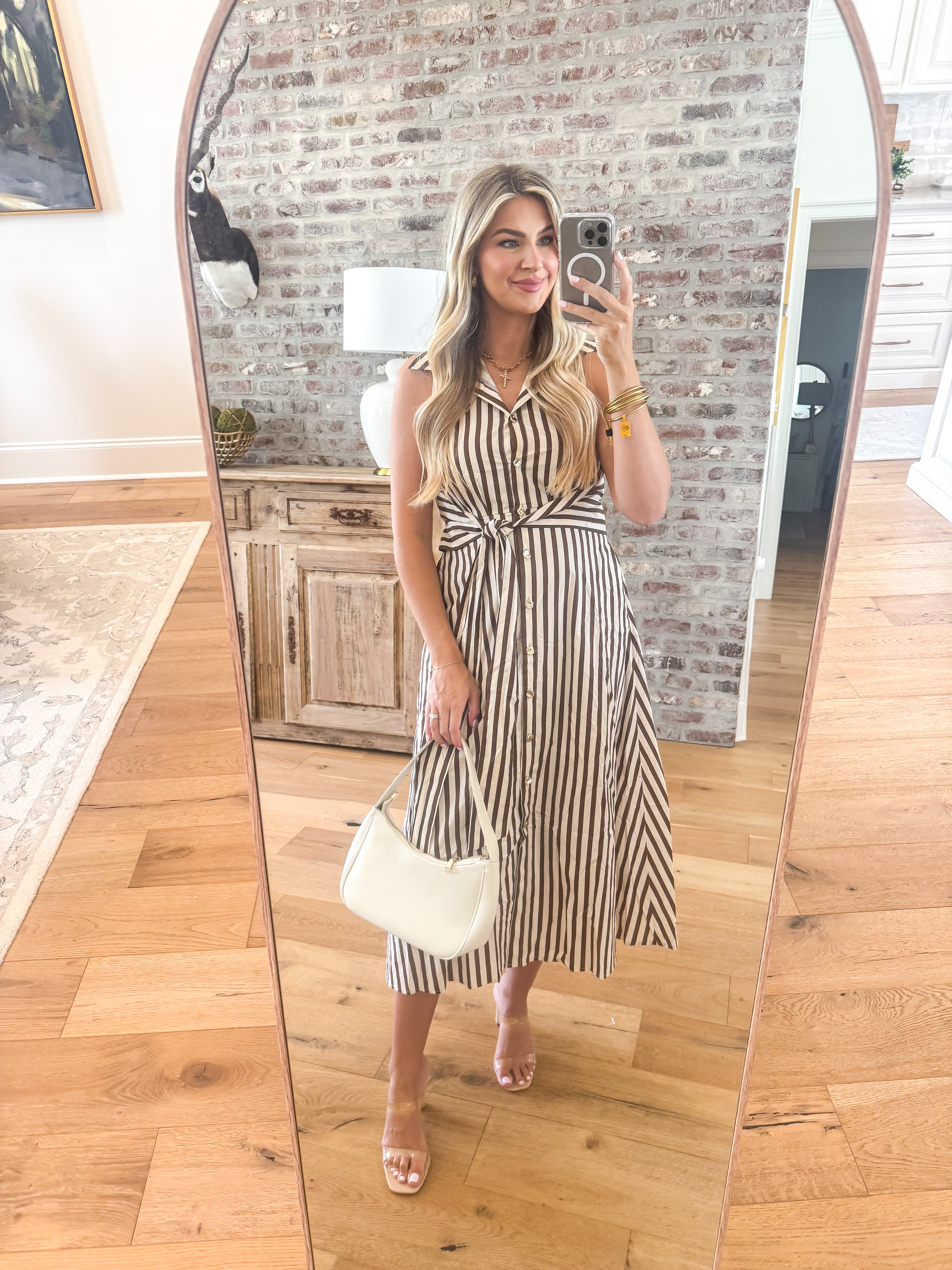 Sun-Kissed Stripe Midi Dress Brown
