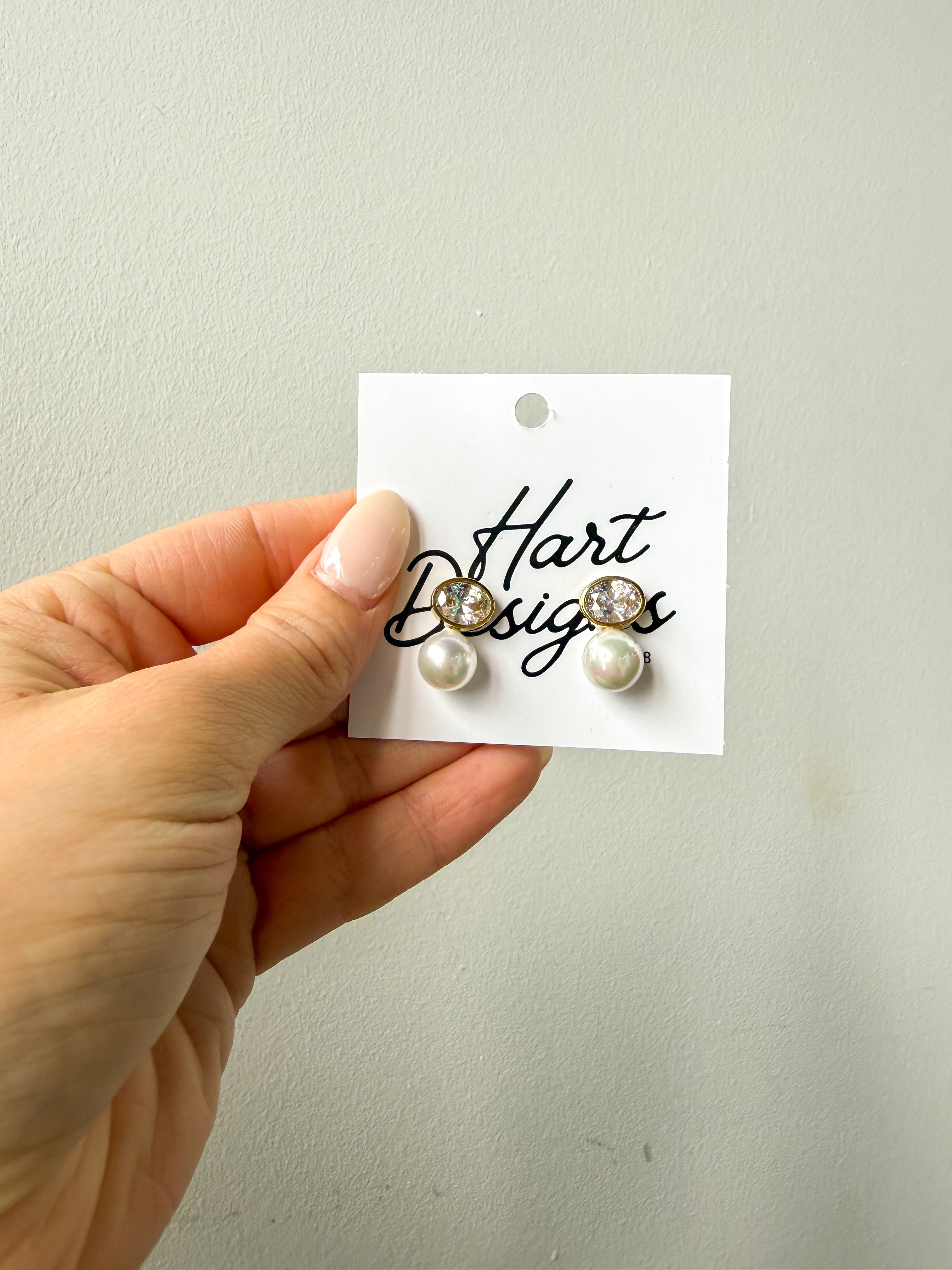 Double Stud Pearl/Diamond Earrings